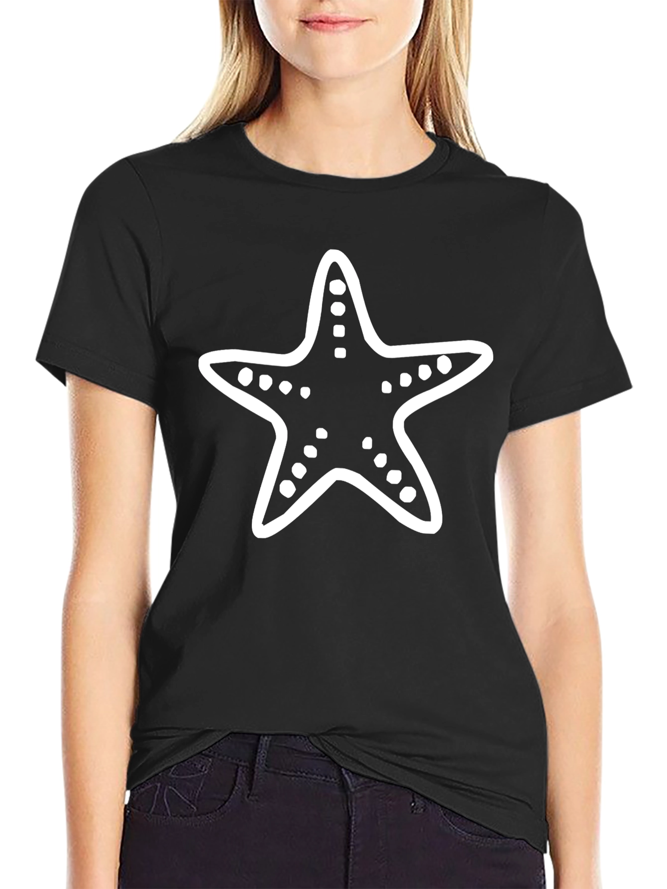 Starfish Graphic Tee - Casual Black T-Shirt