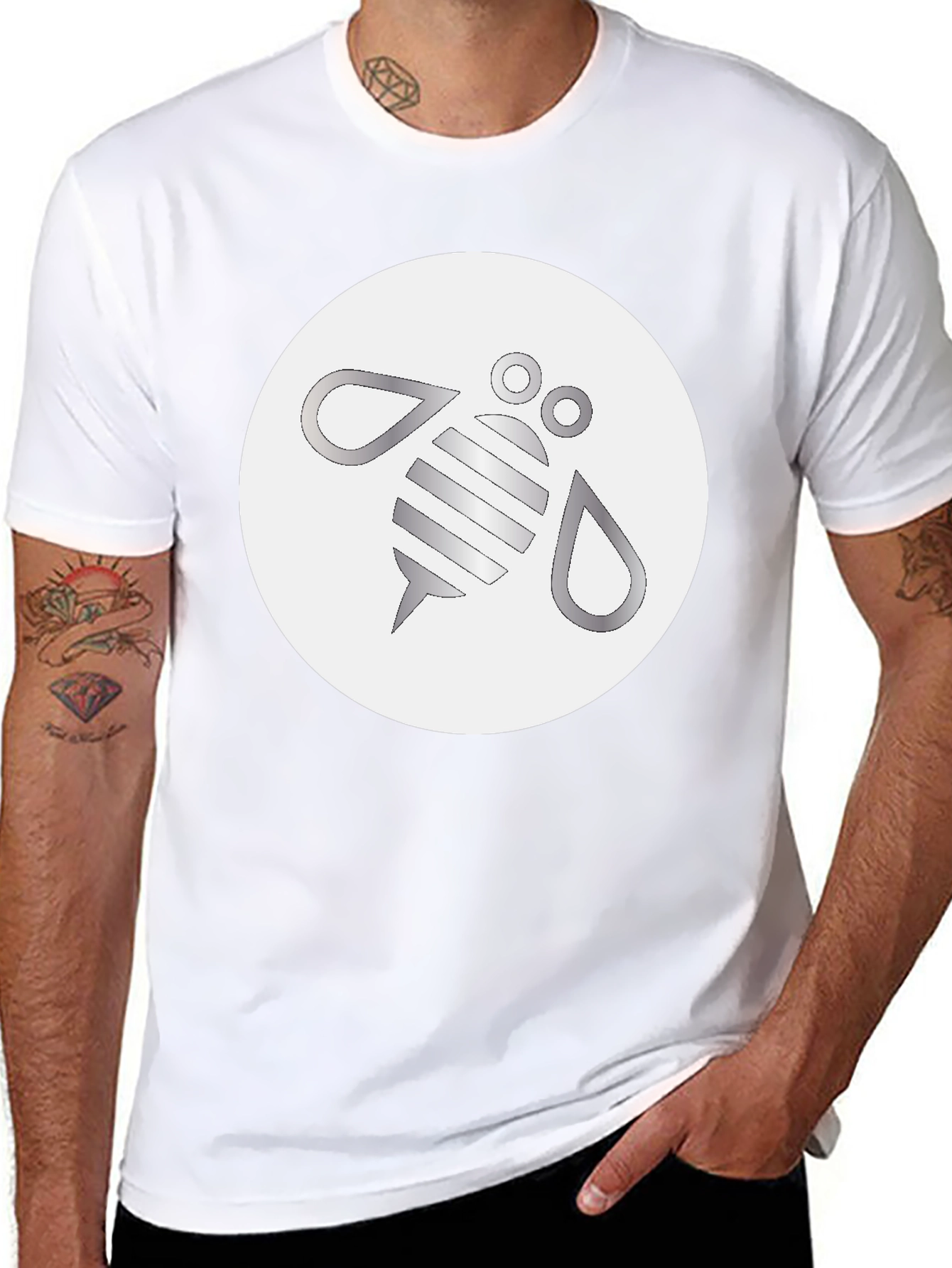 Modern Bee Graphic Black T-Shirt