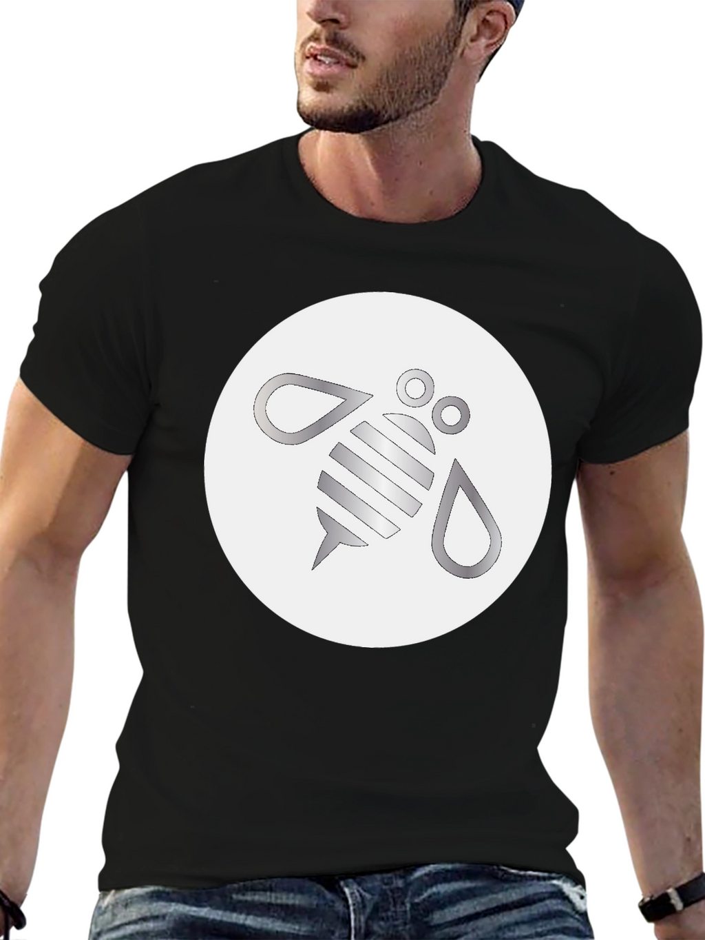 Modern Bee Graphic Black T-Shirt