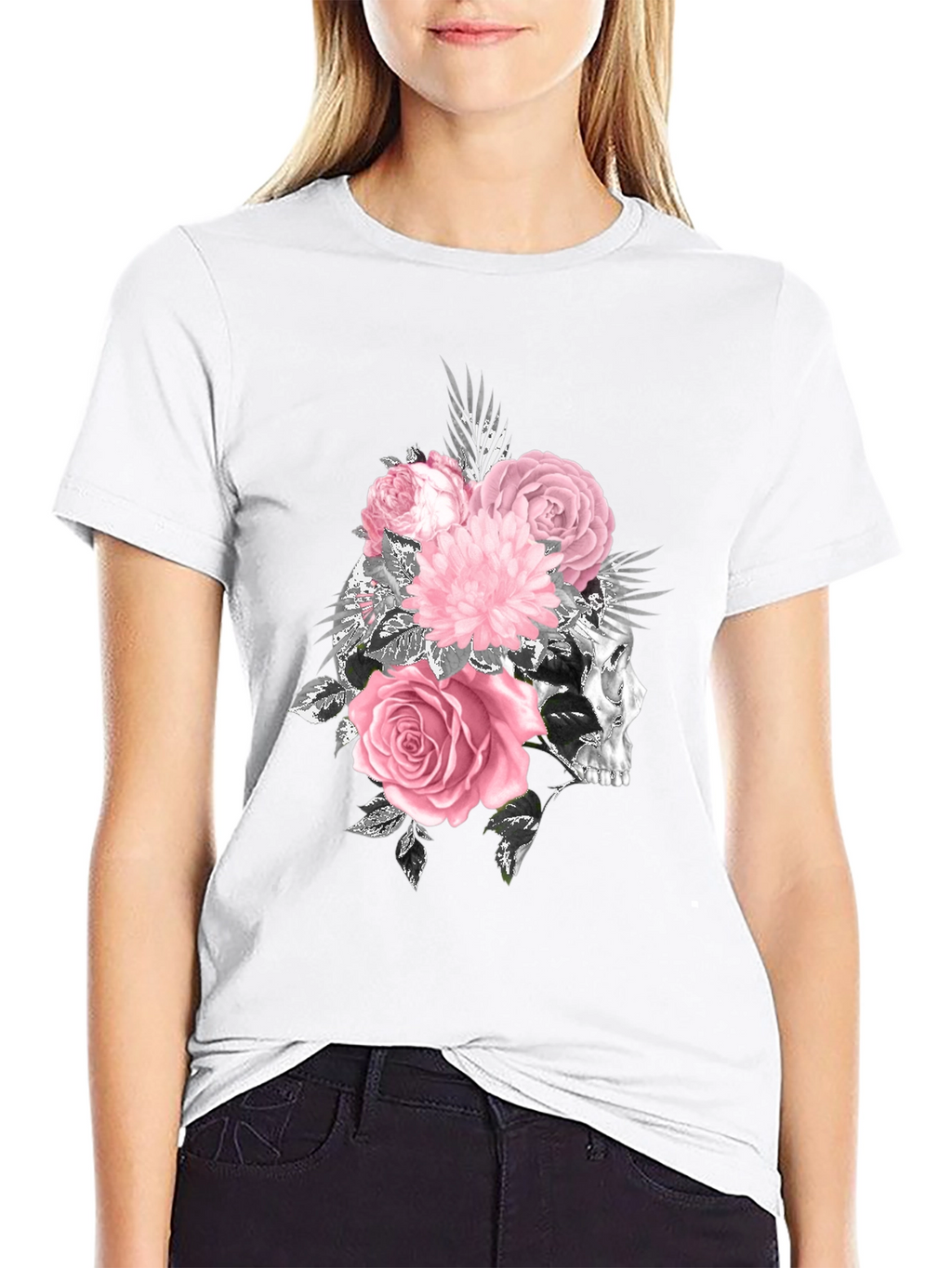 Skull and Roses Graphic T-Shirt