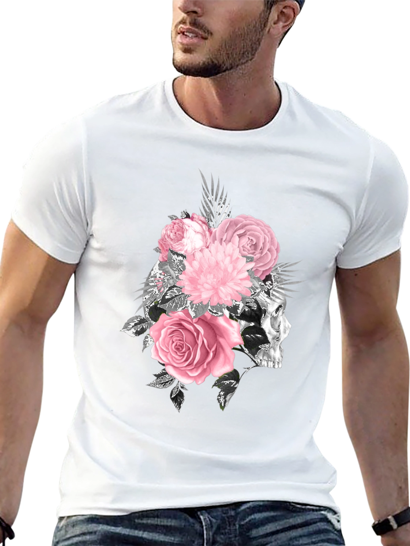 Skull and Roses Graphic T-Shirt