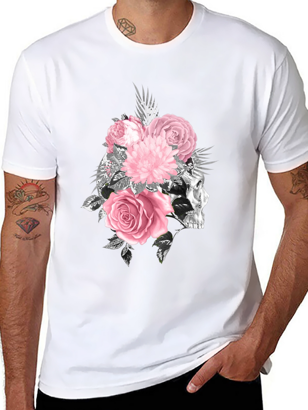 Skull and Roses Graphic T-Shirt