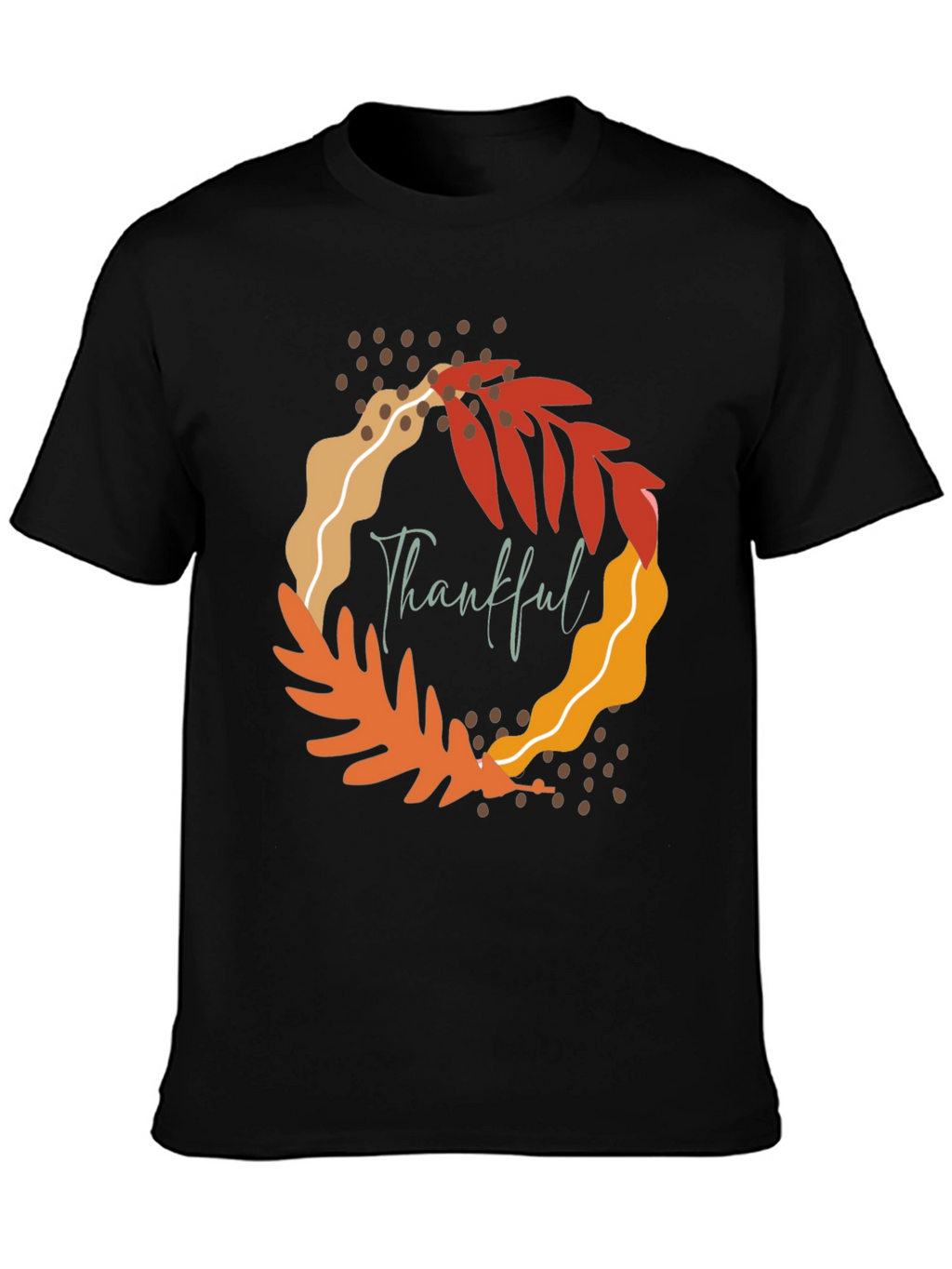Thankful Leaf Wreath Graphic Tee - Fall Season Apparel