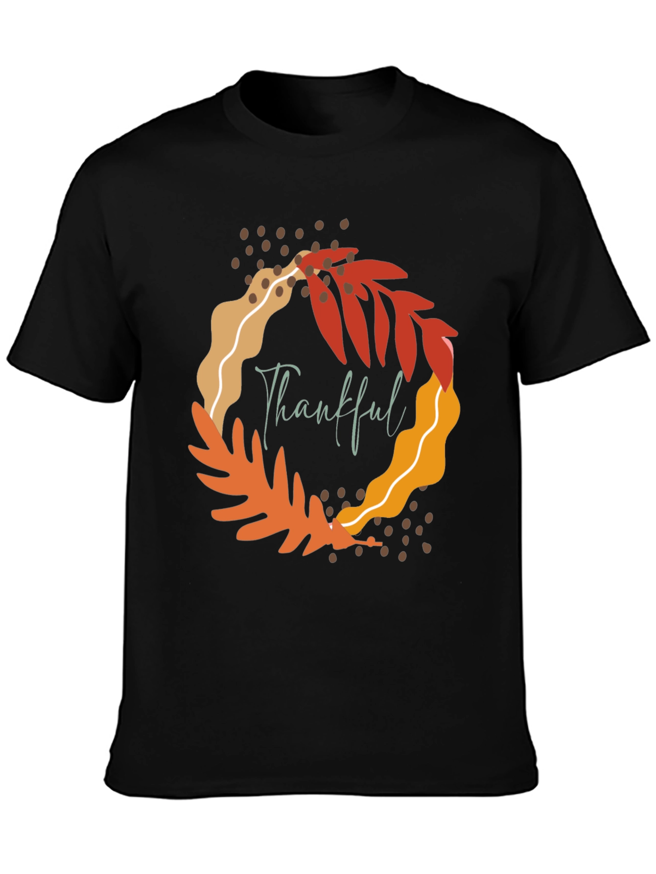 Thankful Leaf Wreath Graphic Tee - Fall Season Apparel