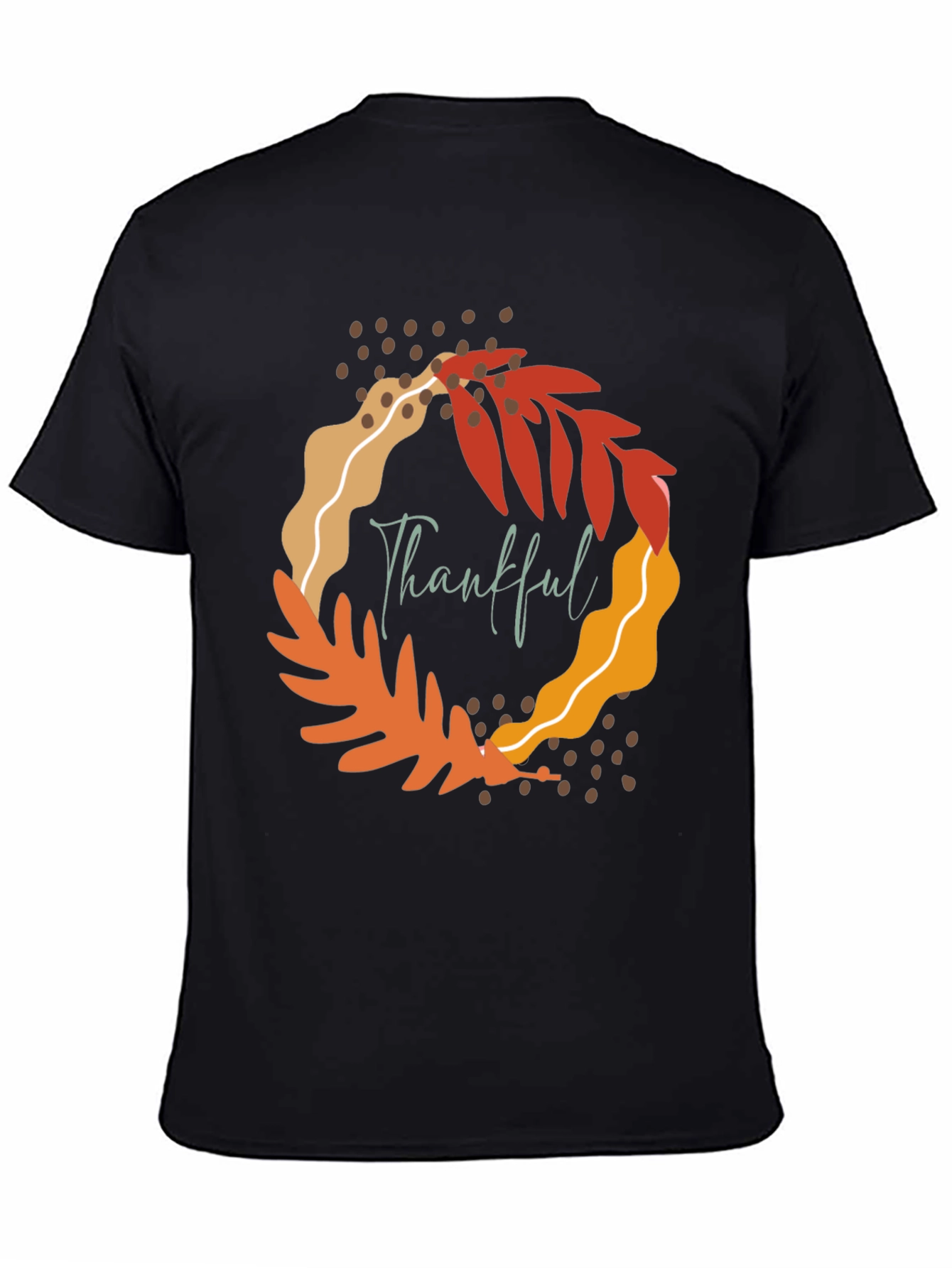 Thankful Leaf Wreath Graphic Tee - Fall Season Apparel