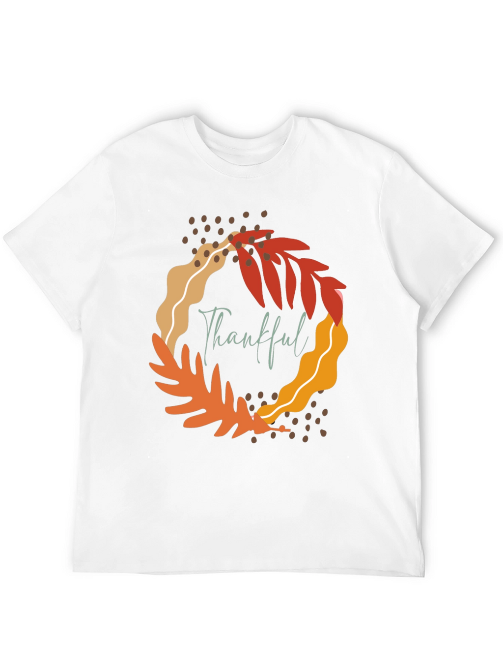 Thankful Leaf Wreath Graphic Tee - Fall Season Apparel