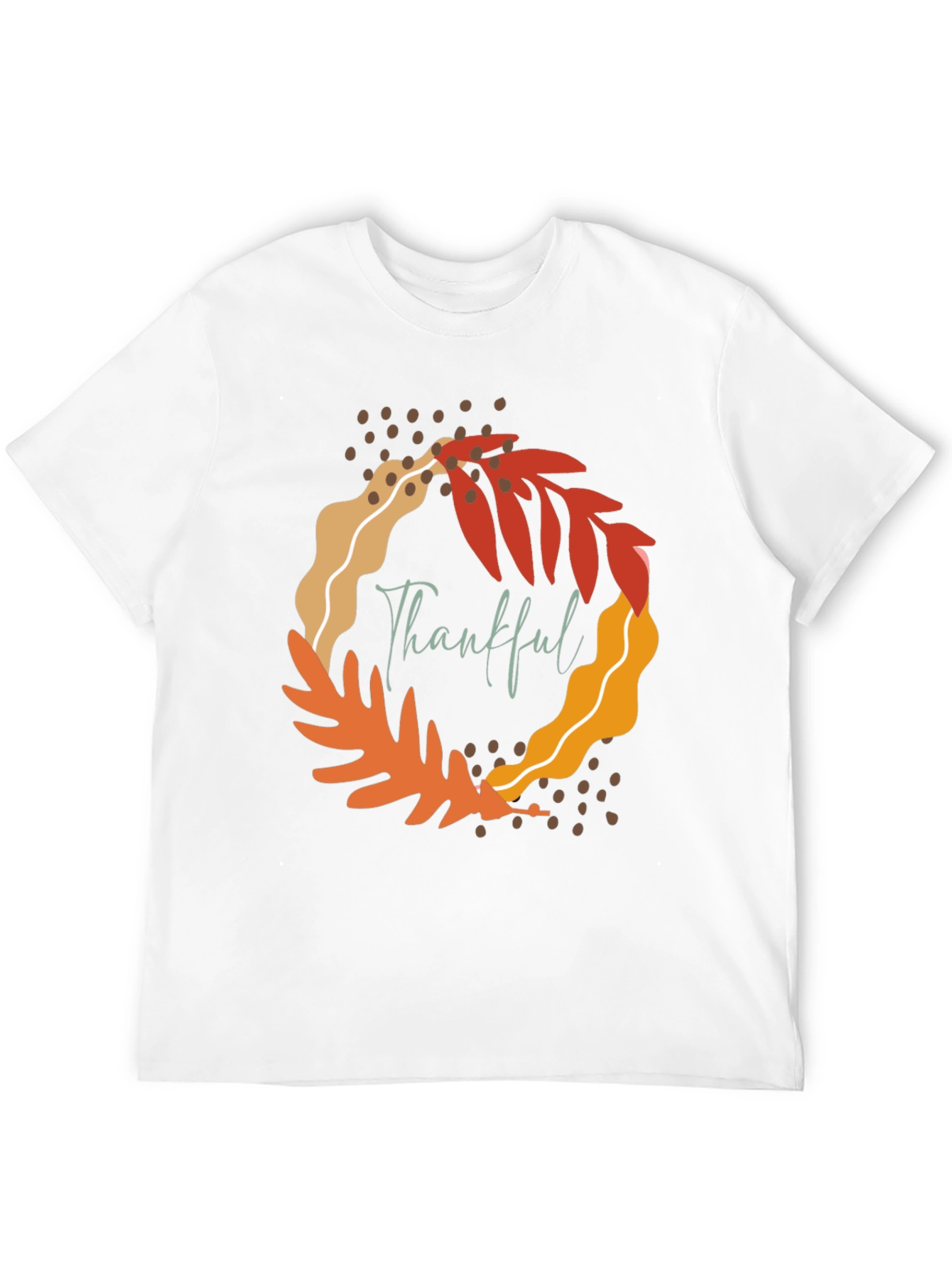 Thankful Leaf Wreath Graphic Tee - Fall Season Apparel