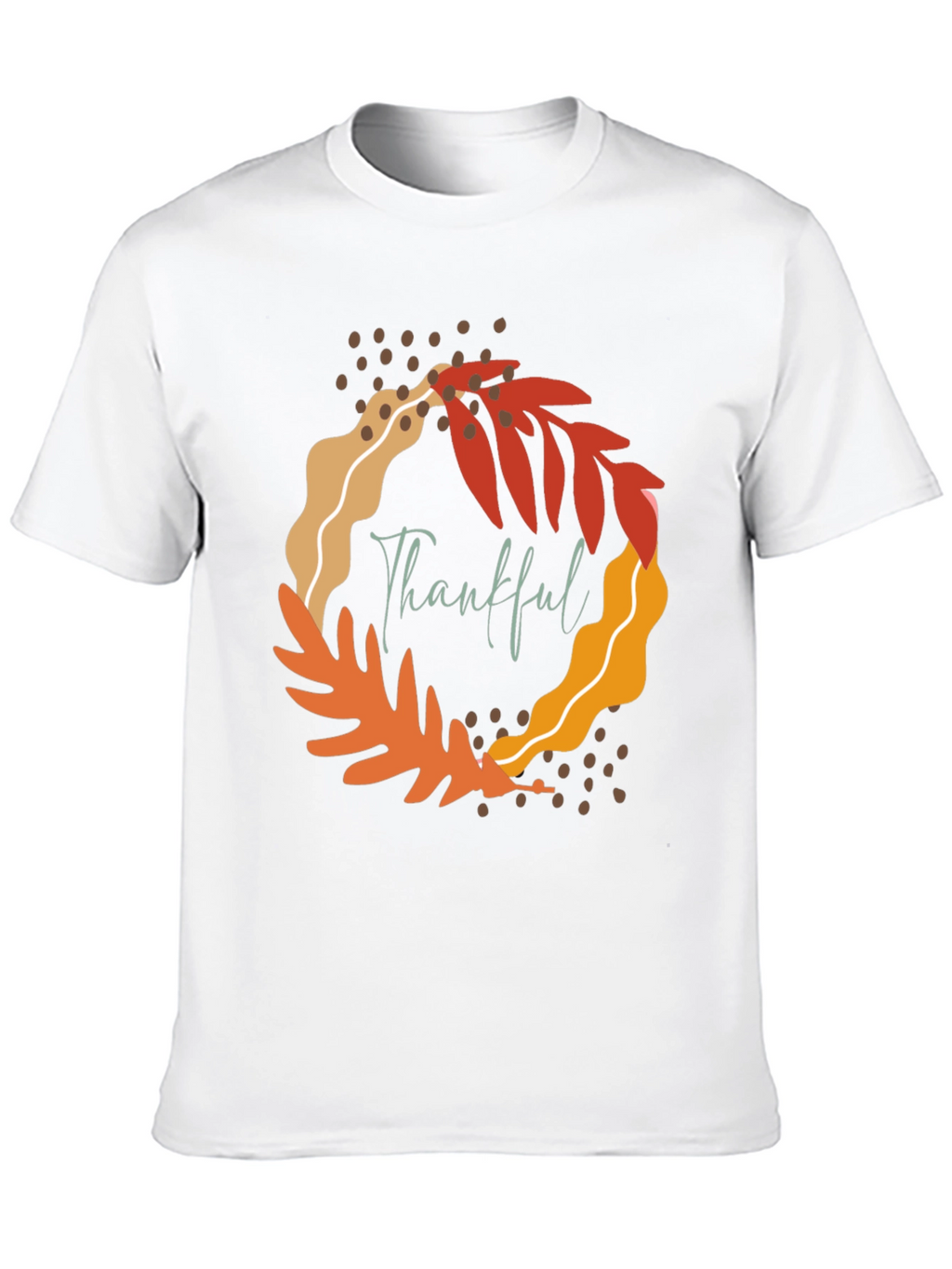 Thankful Leaf Wreath Graphic Tee - Fall Season Apparel