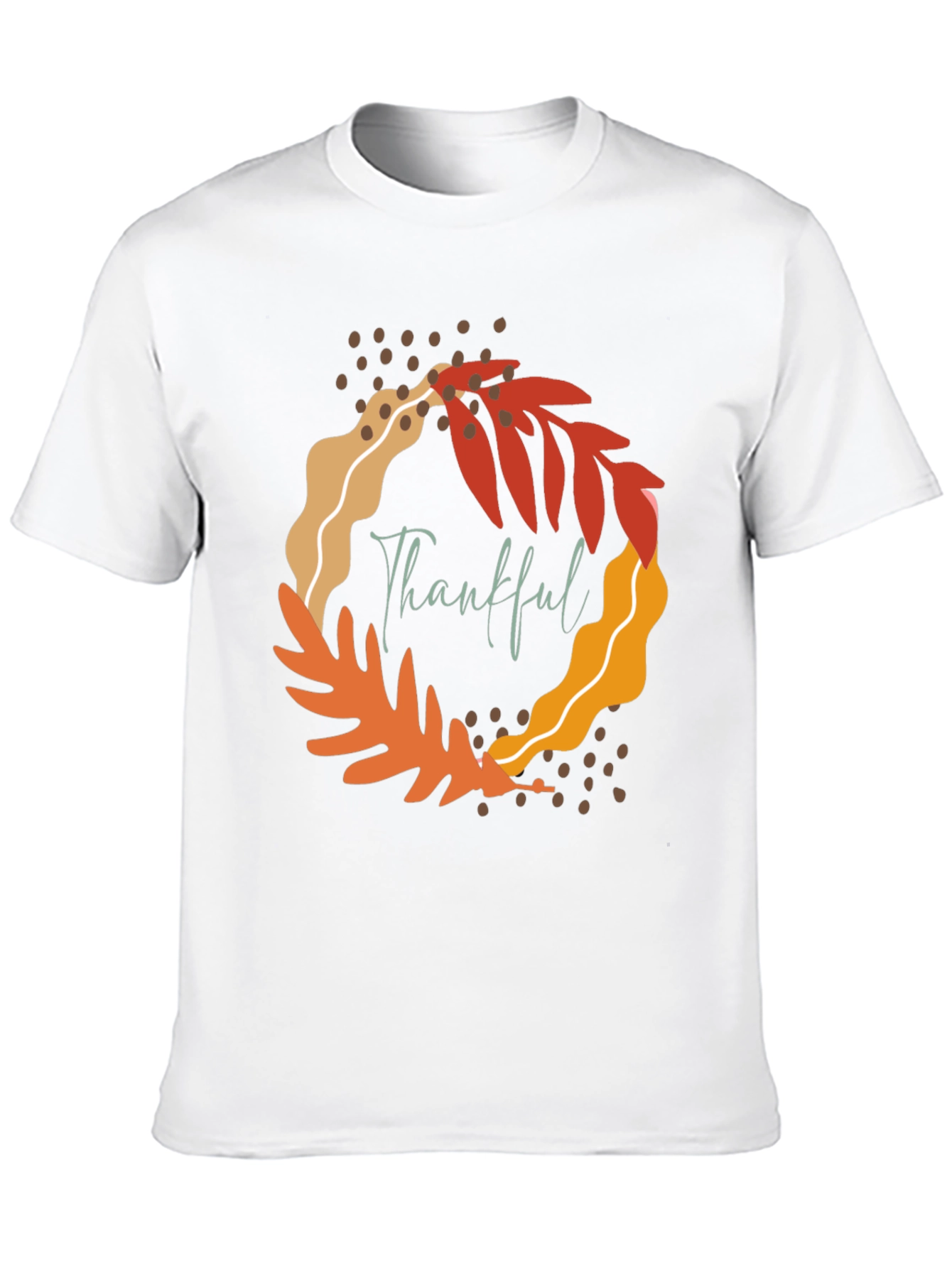 Thankful Leaf Wreath Graphic Tee - Fall Season Apparel