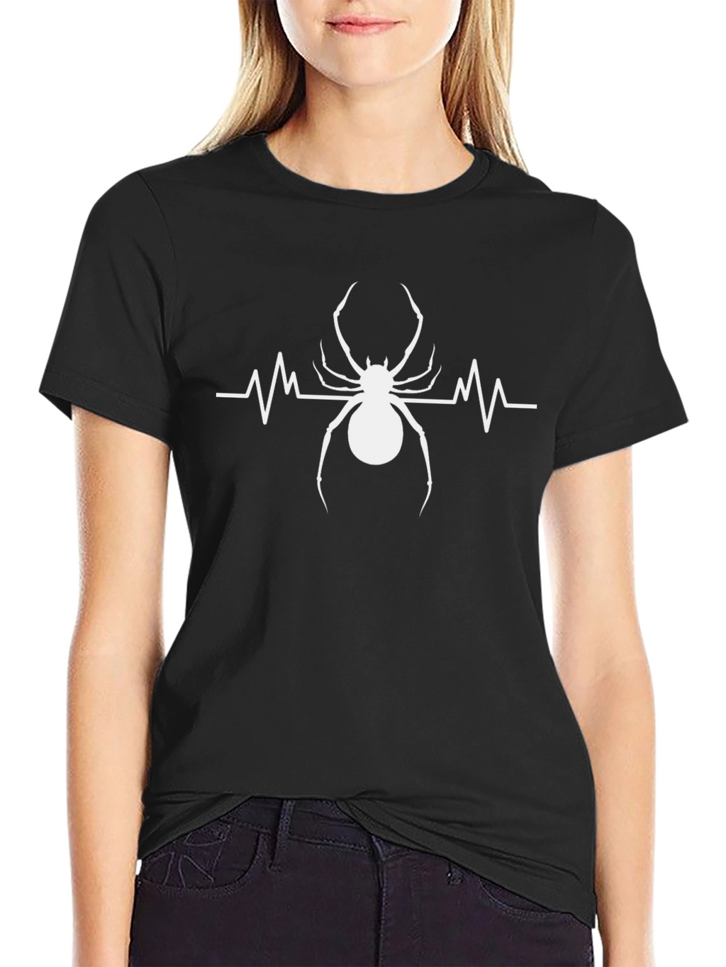Spider Heartbeat Graphic Tee - Black Cotton T-Shirt