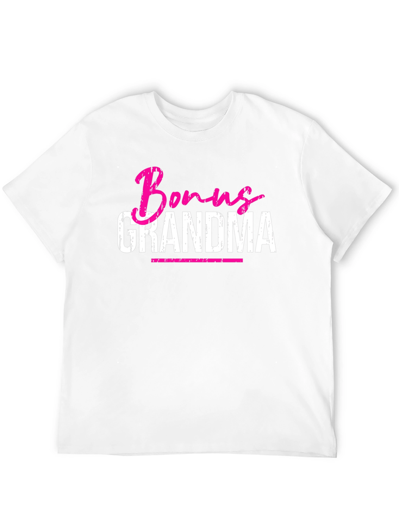 Bonus Grandma Graphic T-Shirt - Pink & White