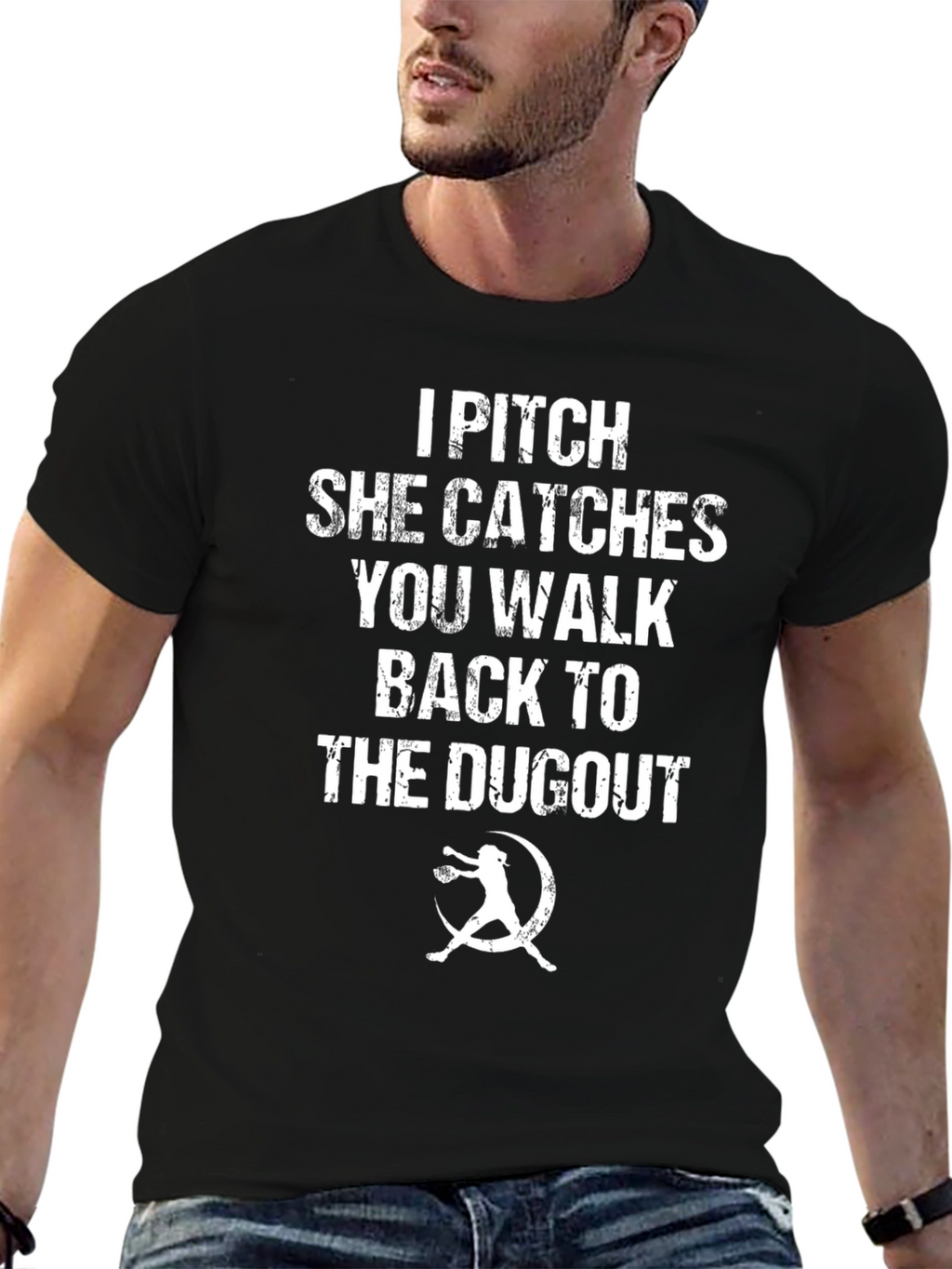 I Pitch She Catches T-Shirt - Funny Softball Tee
