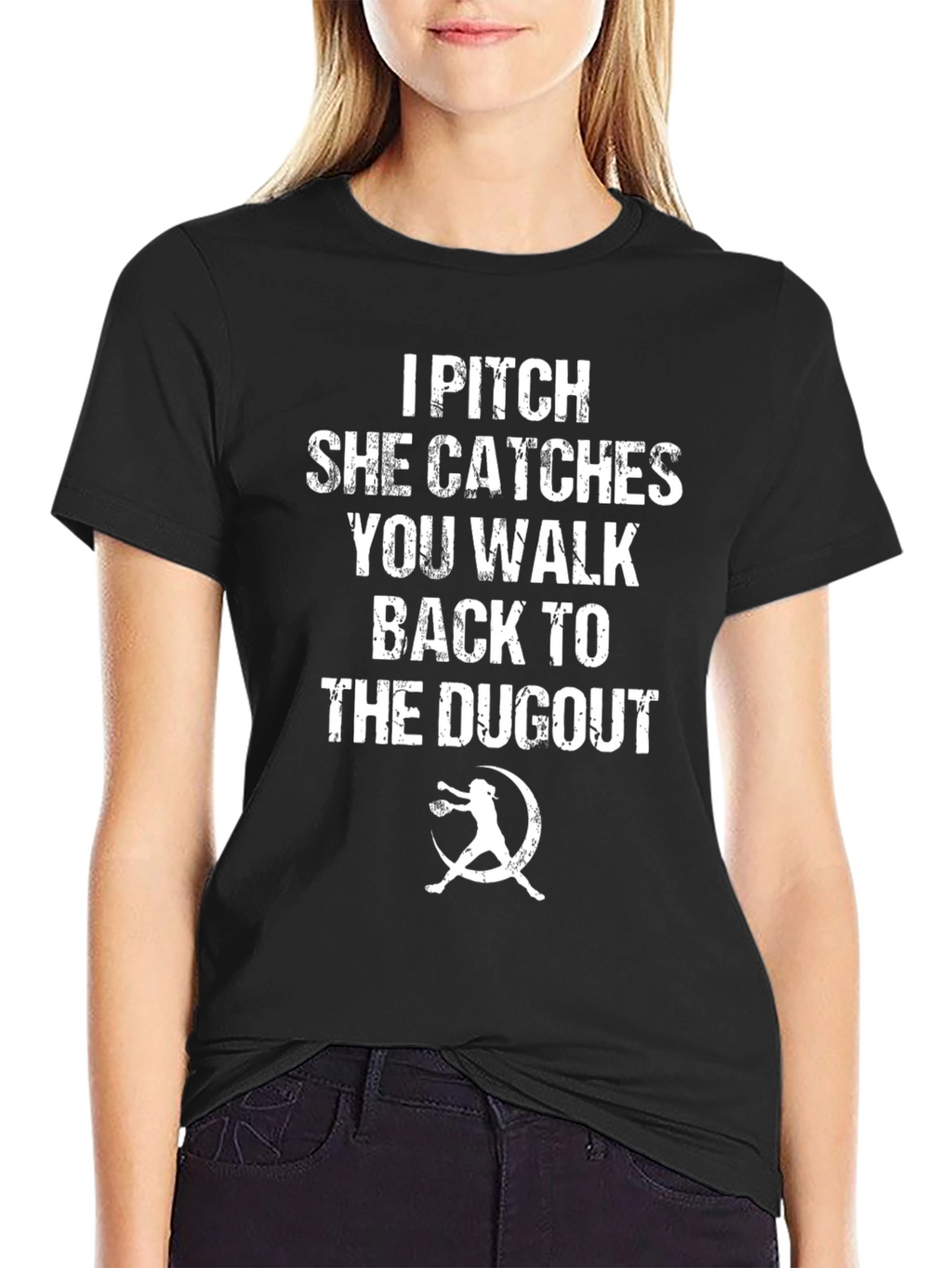 I Pitch She Catches T-Shirt - Funny Softball Tee