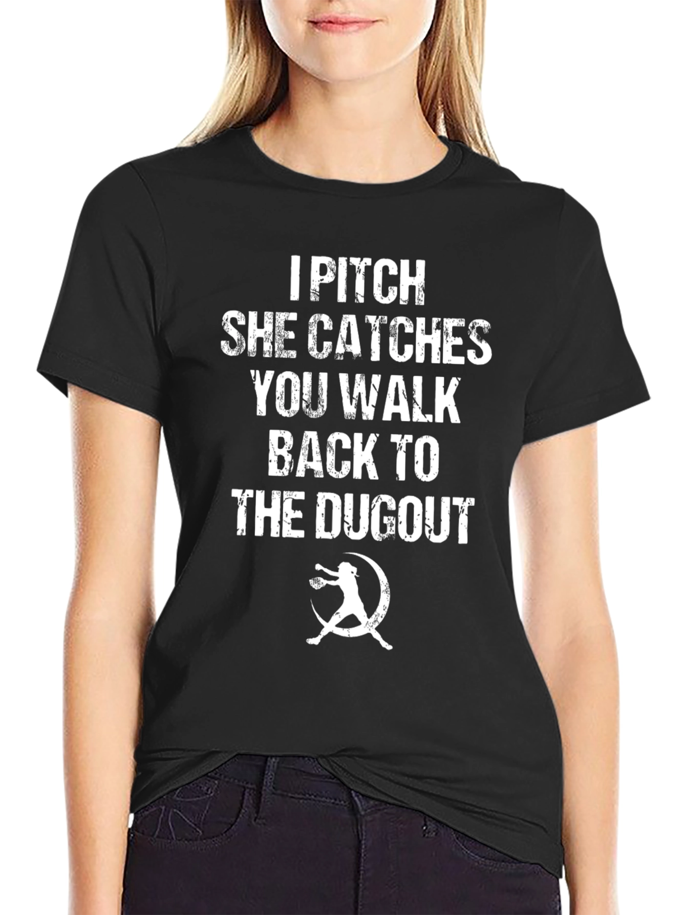 I Pitch She Catches T-Shirt - Funny Softball Tee