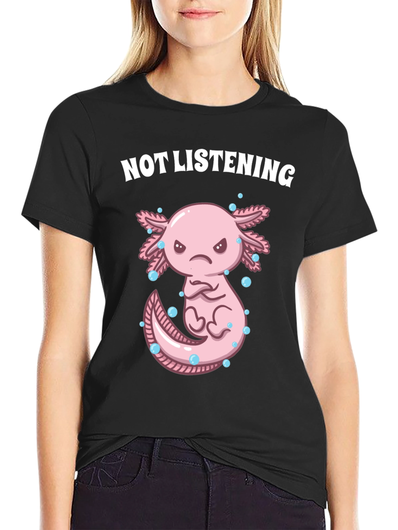 Not Listening Axolotl Graphic Tee - Black