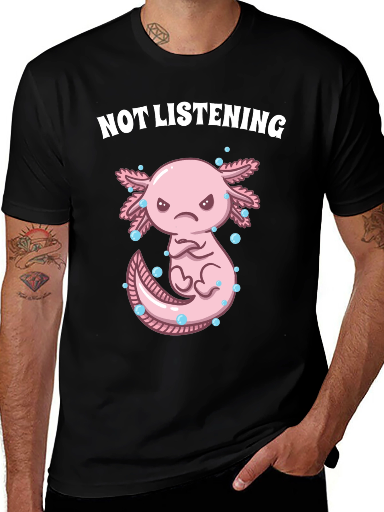Not Listening Axolotl Graphic Tee - Black