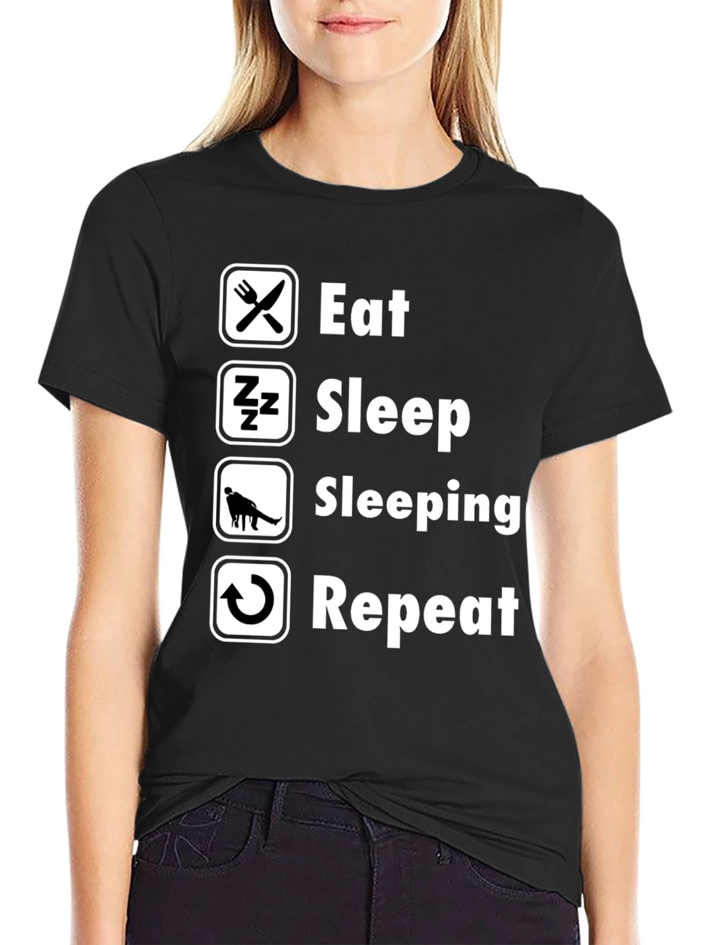Eat Sleep Sleeping Repeat Black T-Shirt