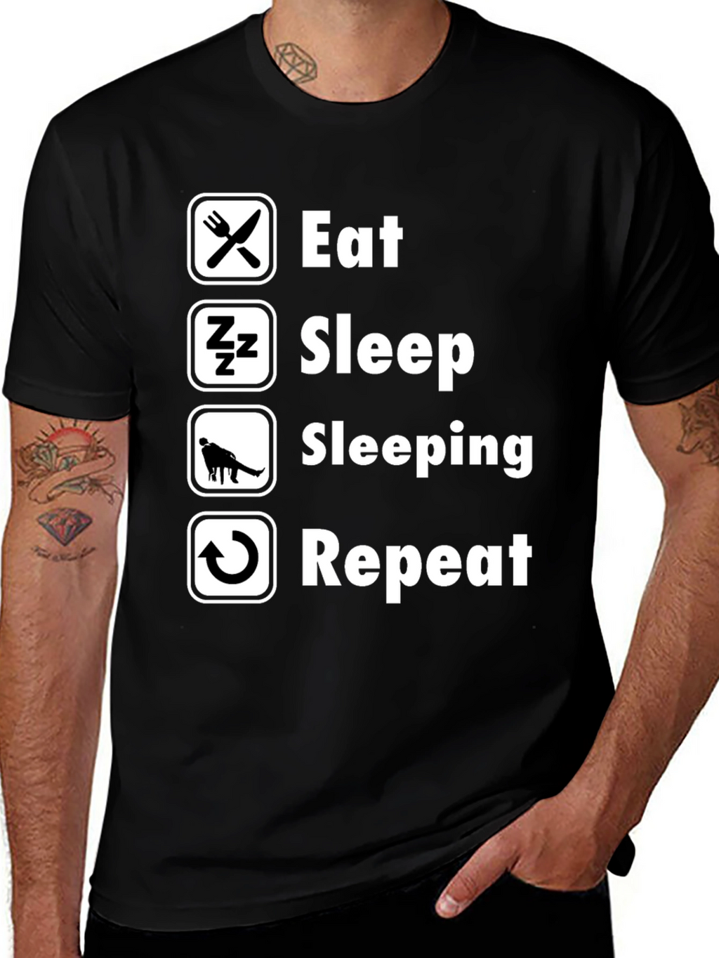 Eat Sleep Sleeping Repeat Black T-Shirt