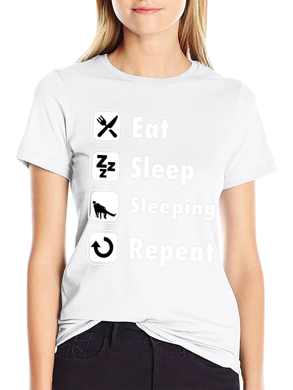 Eat Sleep Sleeping Repeat Black T-Shirt