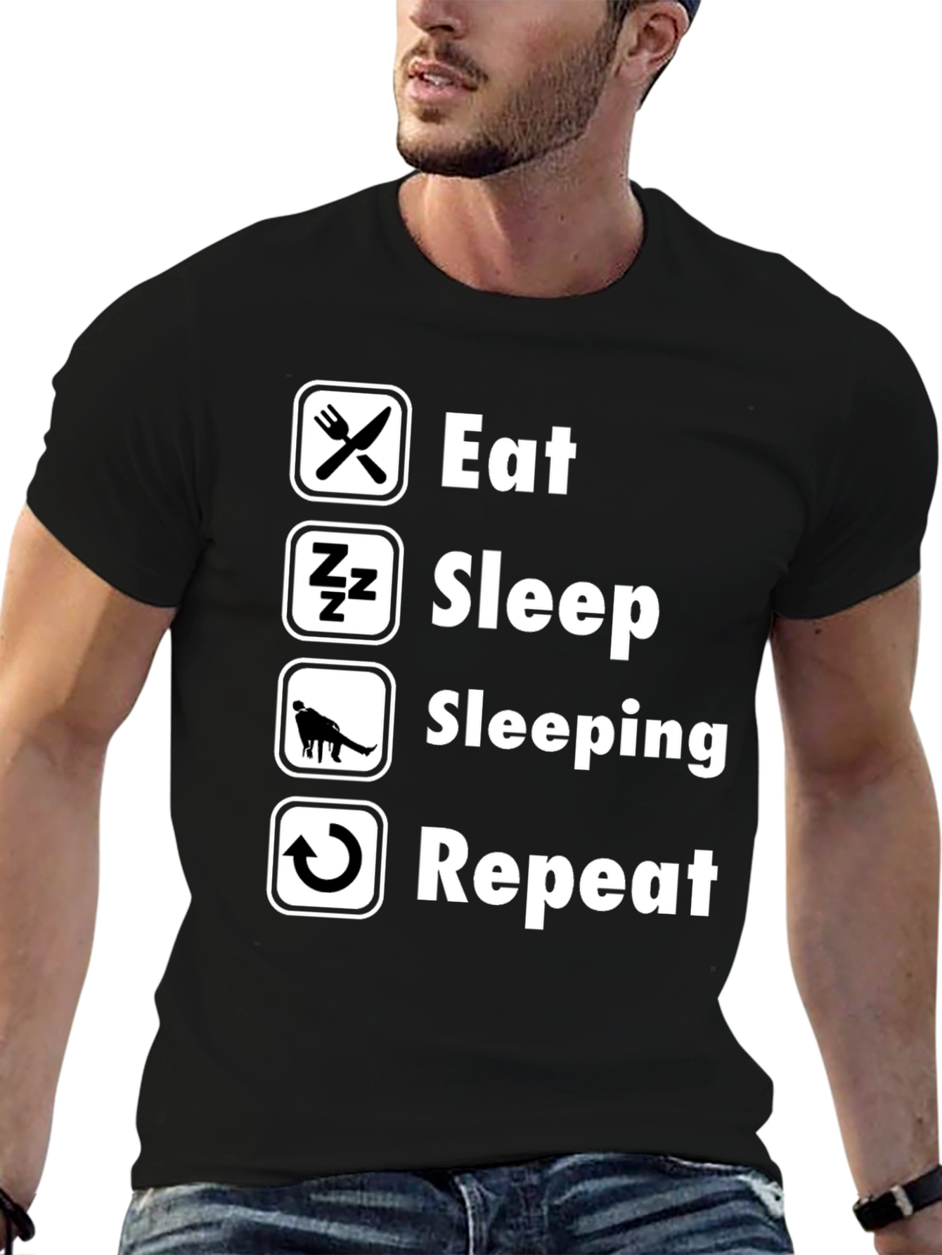 Eat Sleep Sleeping Repeat Black T-Shirt