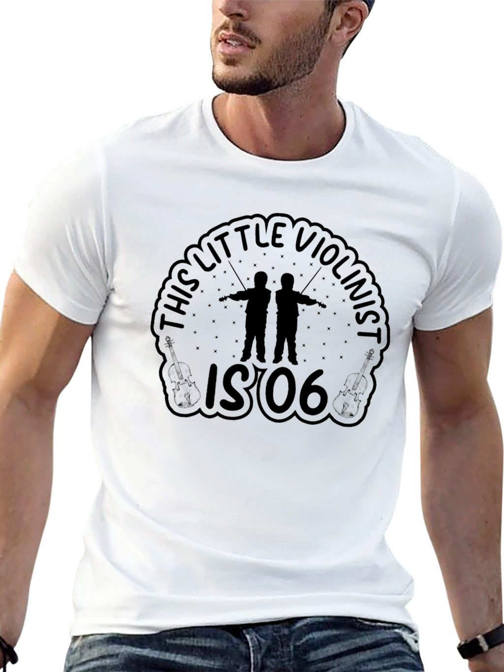 Little Violinist Black Graphic Tee