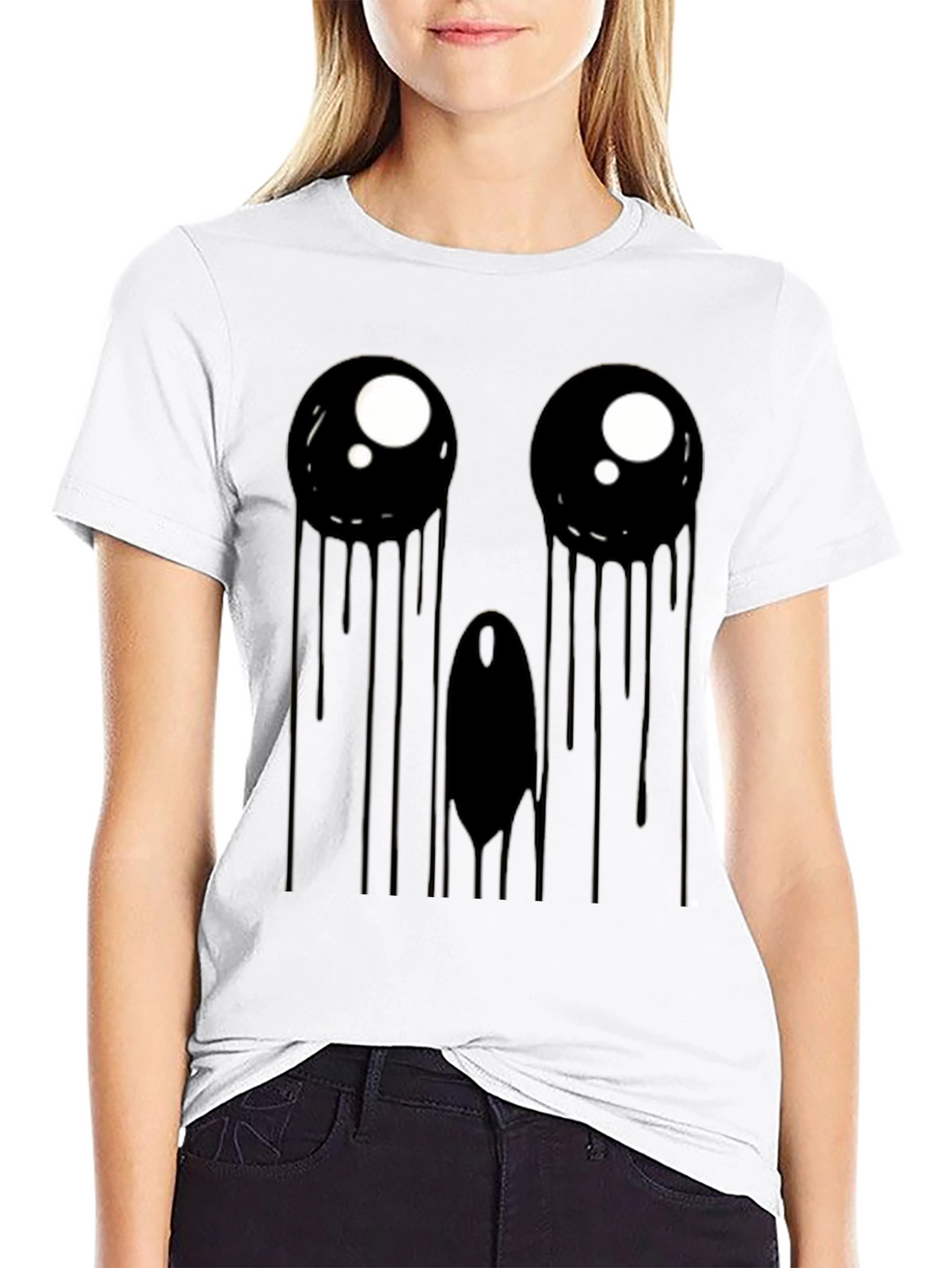 Creepy Dripping Eye Graphic Tee - Black