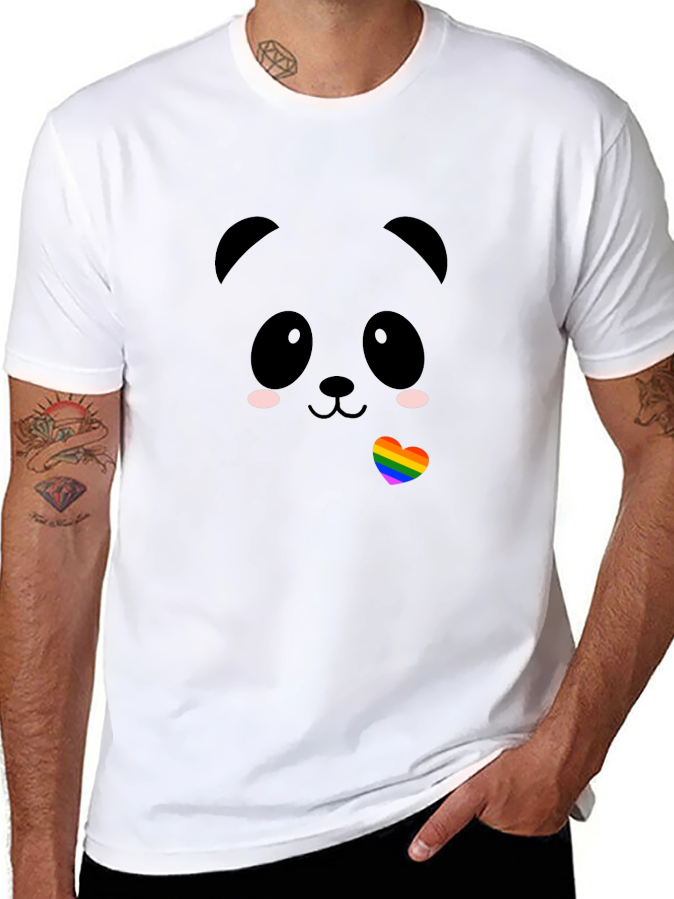 Kawaii Panda LGBTQ Pride Heart T-Shirt
