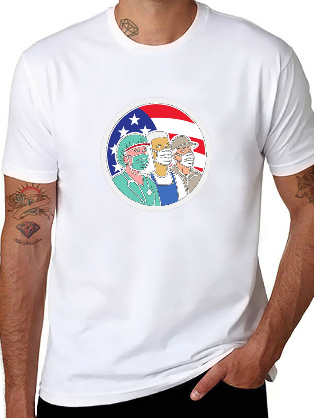 Essential Workers USA Flag T-Shirt