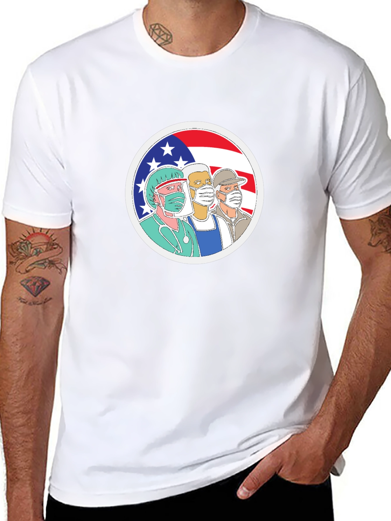 Essential Workers USA Flag T-Shirt