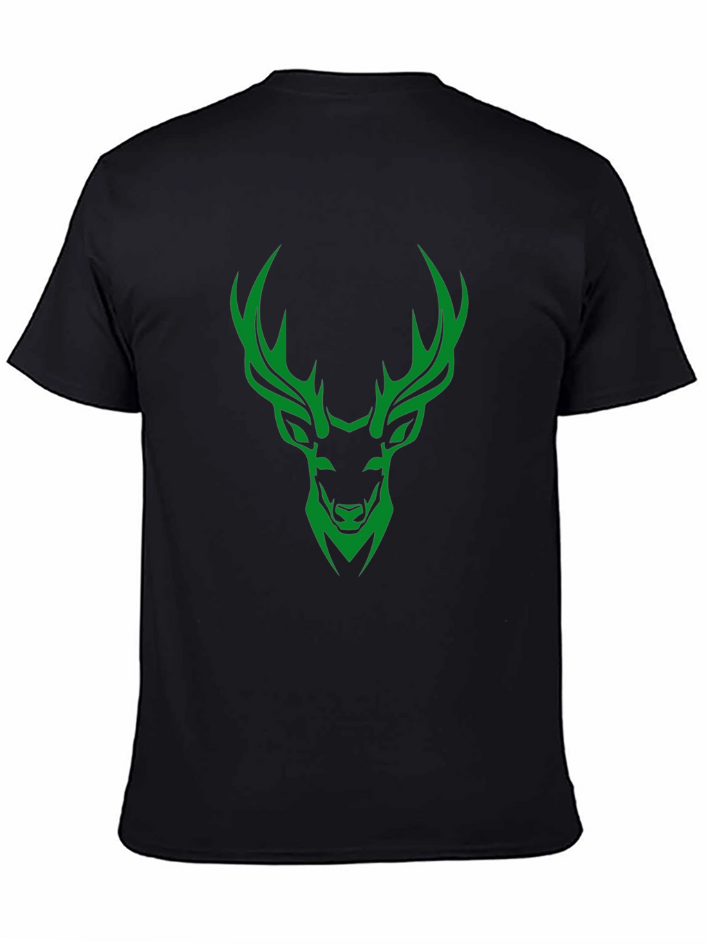 Green Deer Graphic Print Mens Black T-Shirt