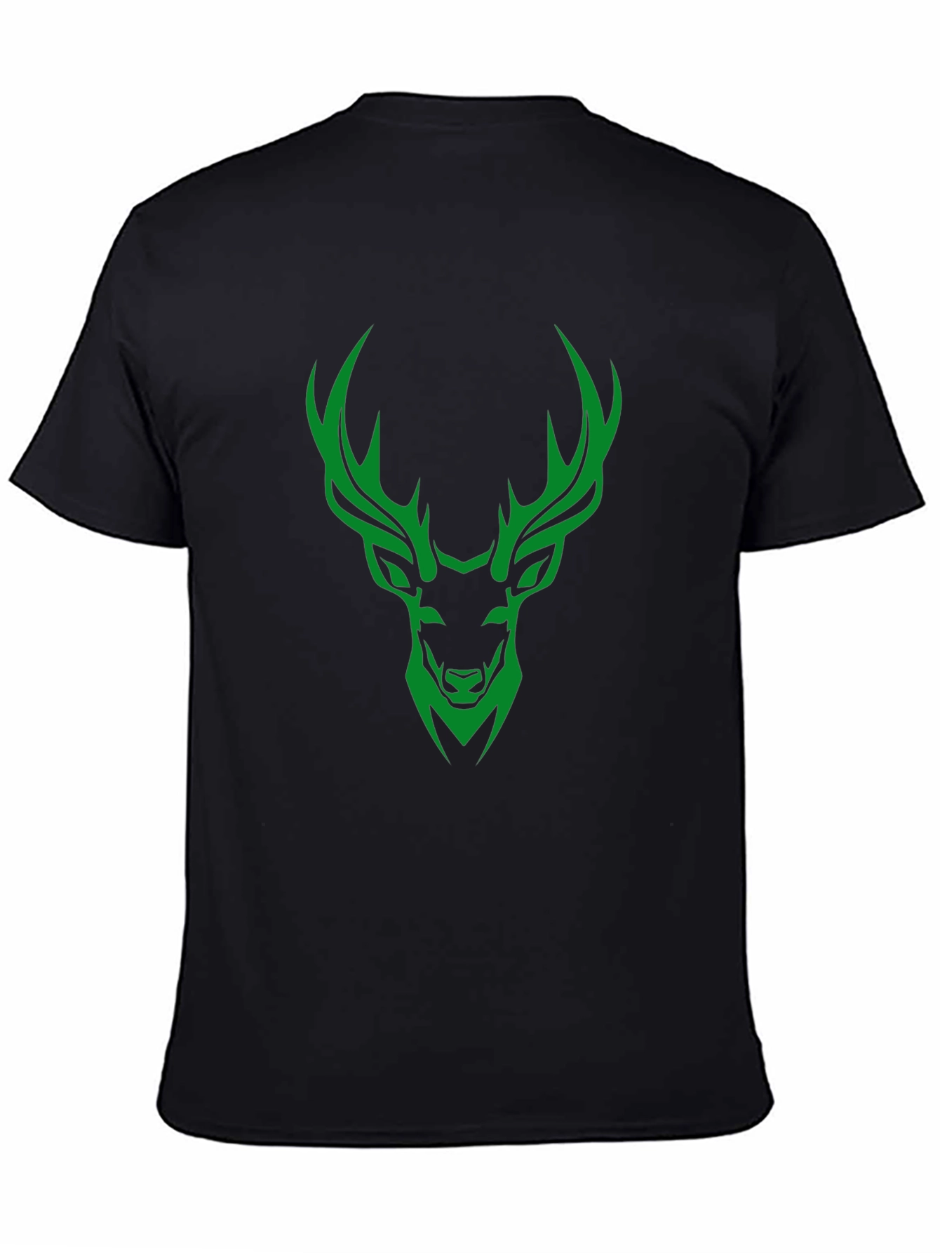 Green Deer Graphic Print Mens Black T-Shirt