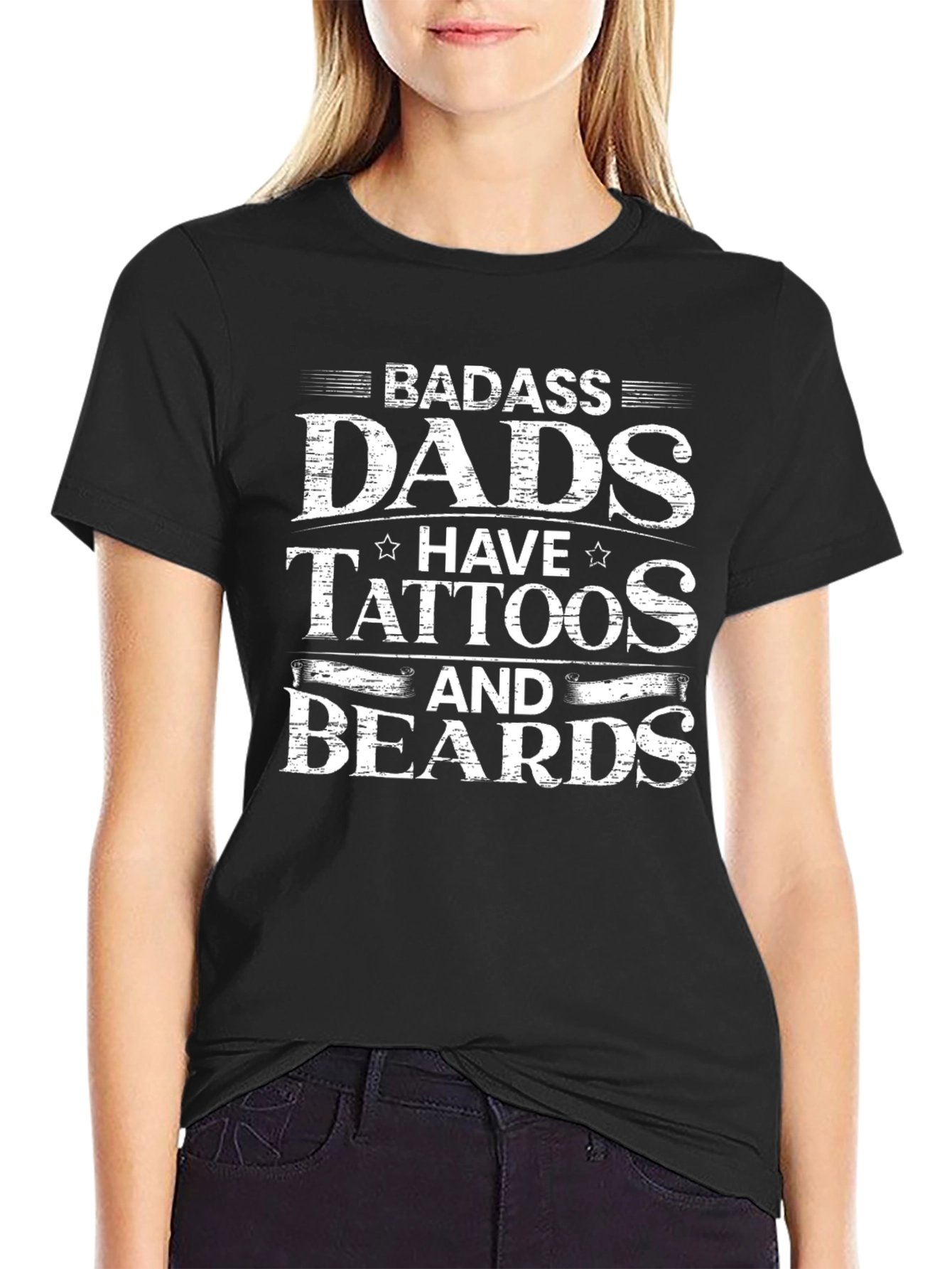 Badass Dads Tattoos Beards Graphic Tee