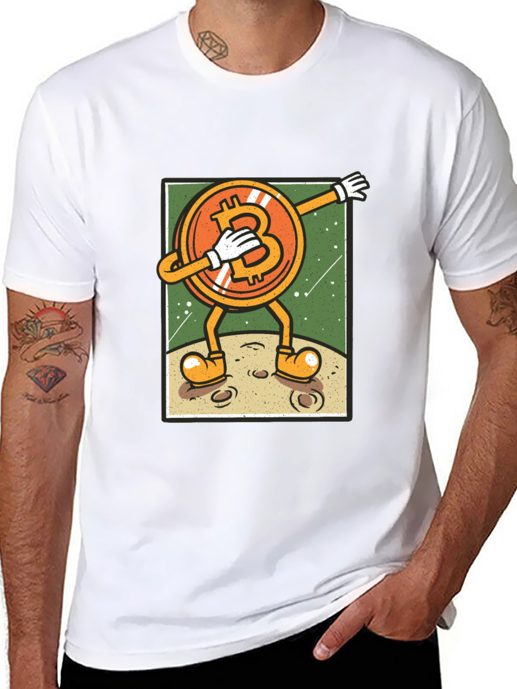 Bitcoin Dabbing Cartoon T-Shirt - Crypto Moon!