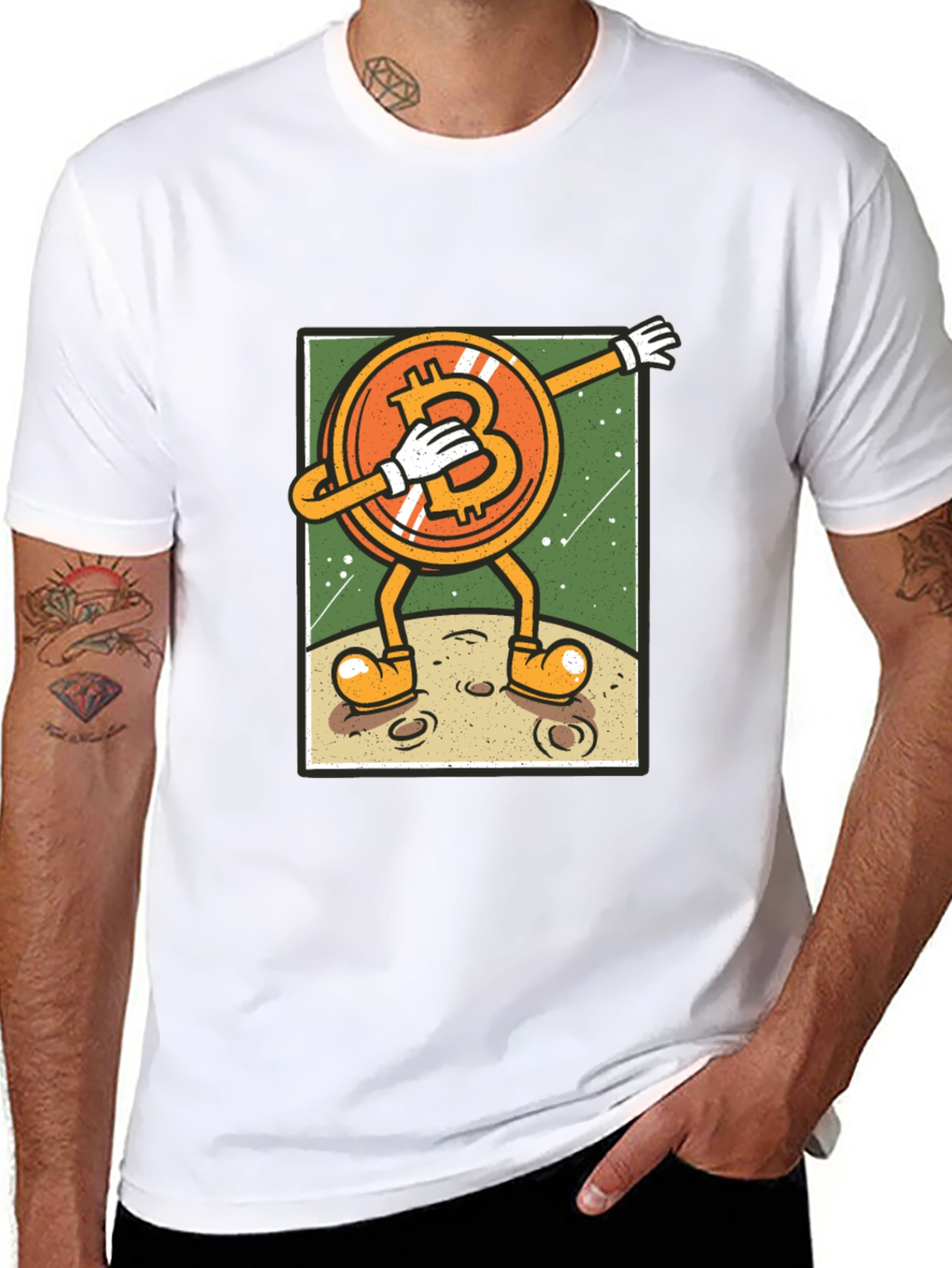 Bitcoin Dabbing Cartoon T-Shirt - Crypto Moon!