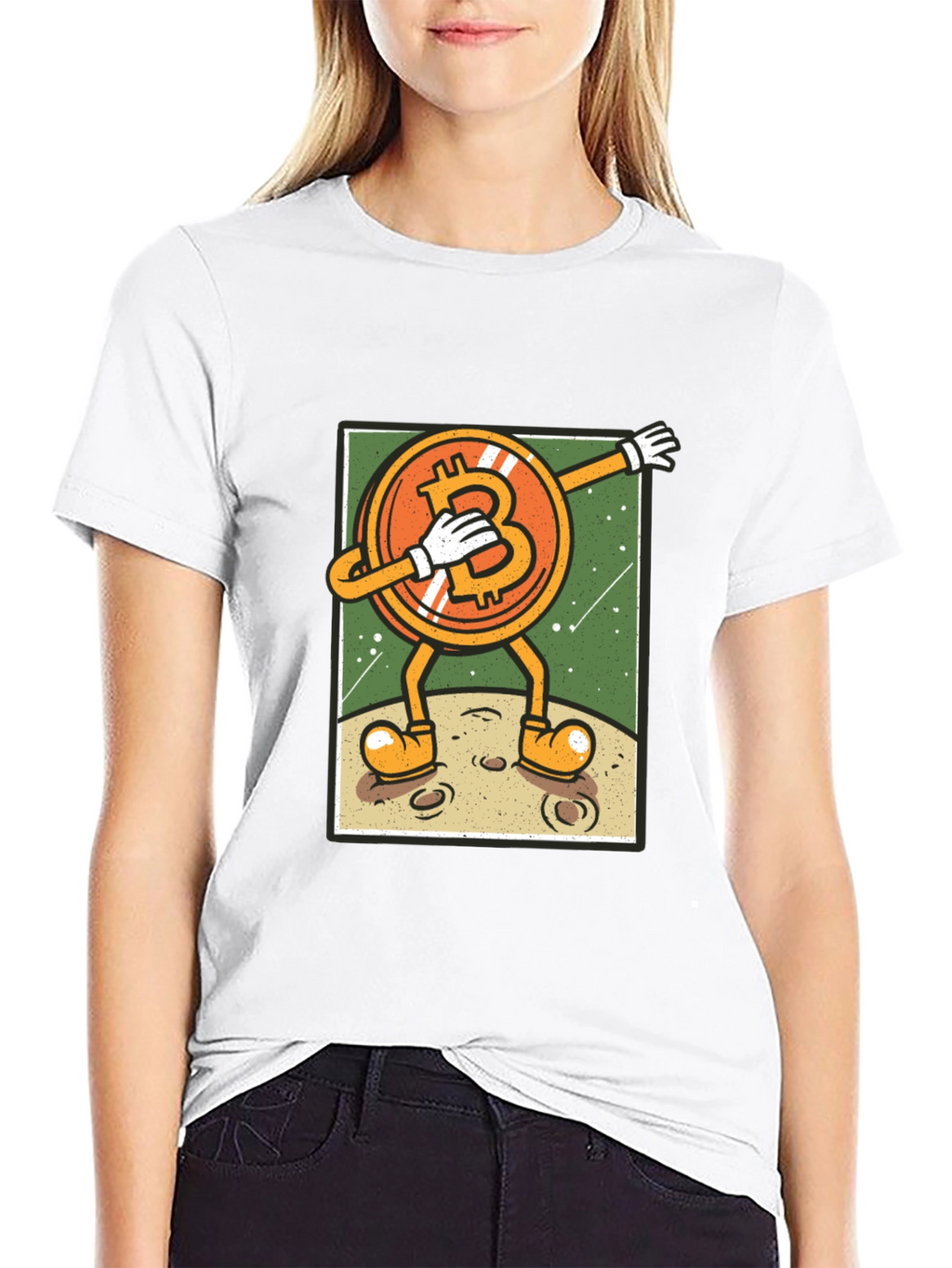 Bitcoin Dabbing Cartoon T-Shirt - Crypto Moon!