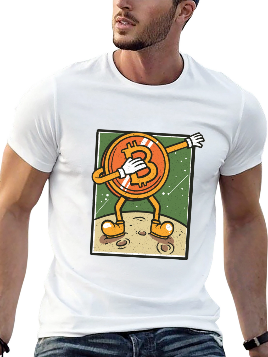 Bitcoin Dabbing Cartoon T-Shirt - Crypto Moon!