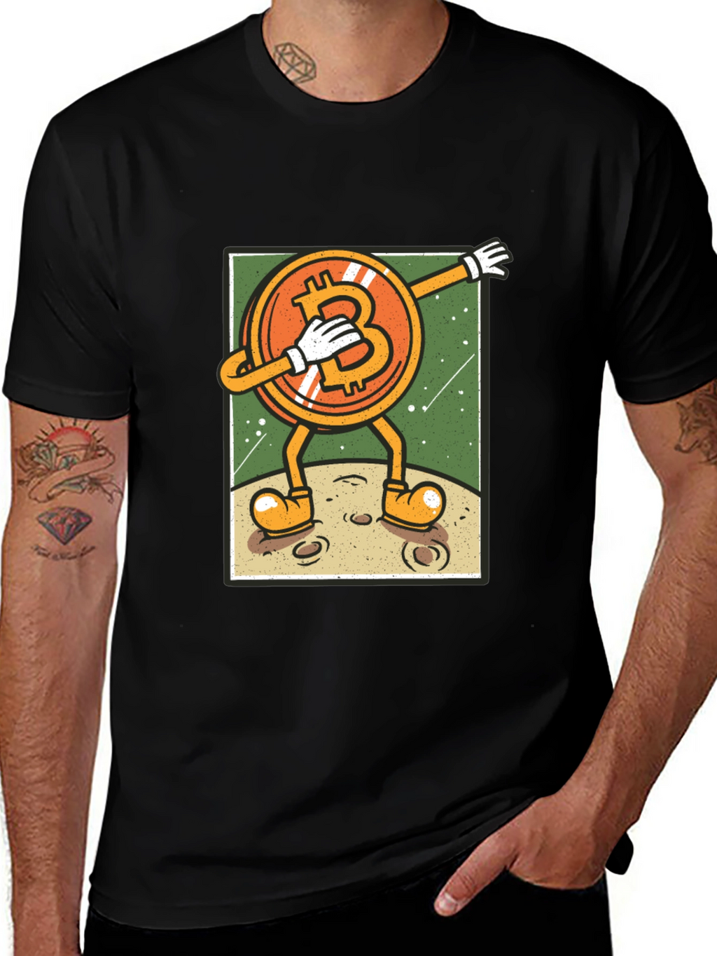 Bitcoin Dabbing Cartoon T-Shirt - Crypto Moon!