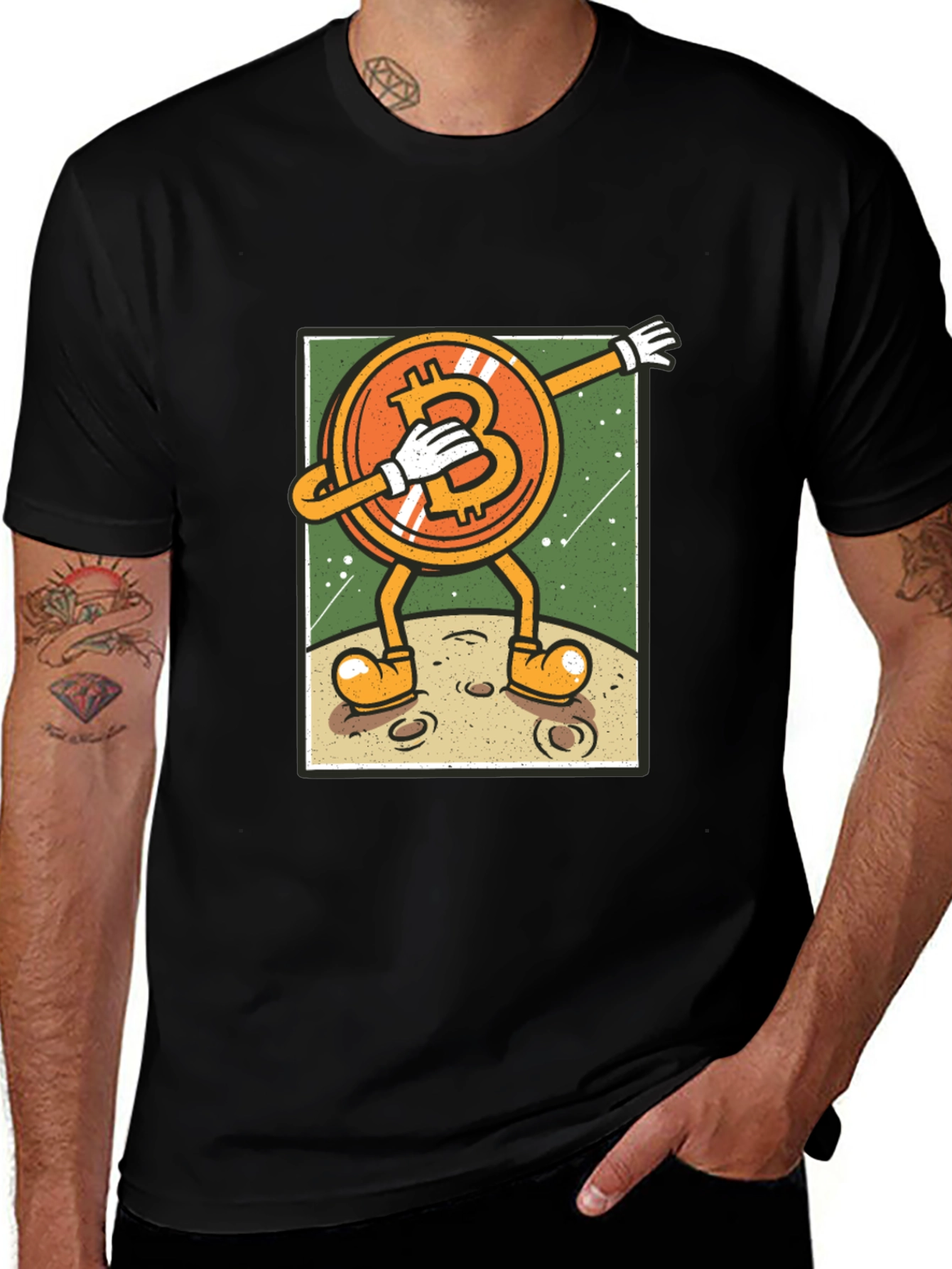 Bitcoin Dabbing Cartoon T-Shirt - Crypto Moon!
