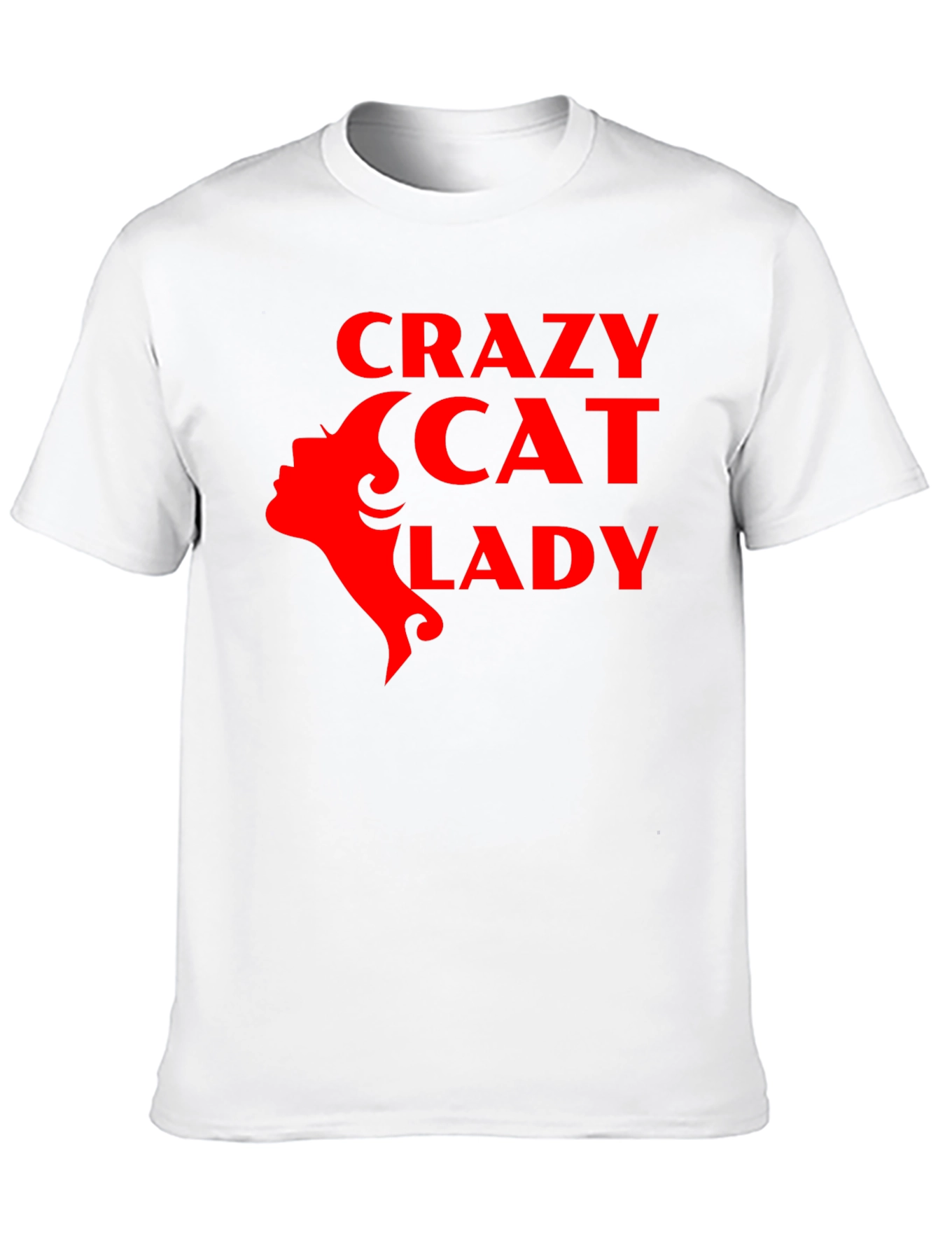 Crazy Cat Lady Graphic T-Shirt - Red Print on Black