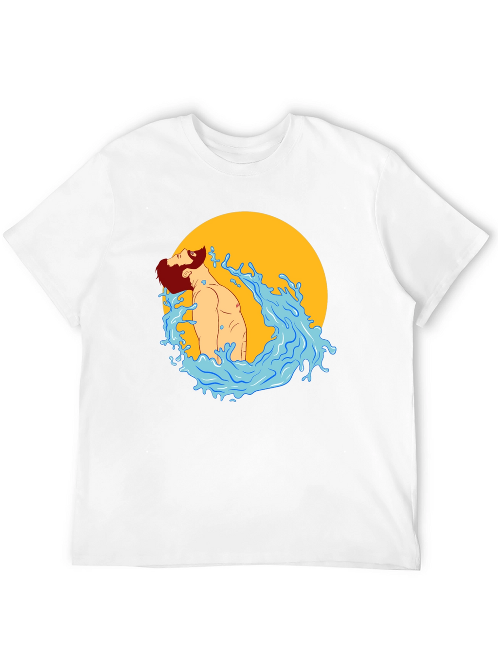 Illustrated Man in Water Graphic T-Shirt
