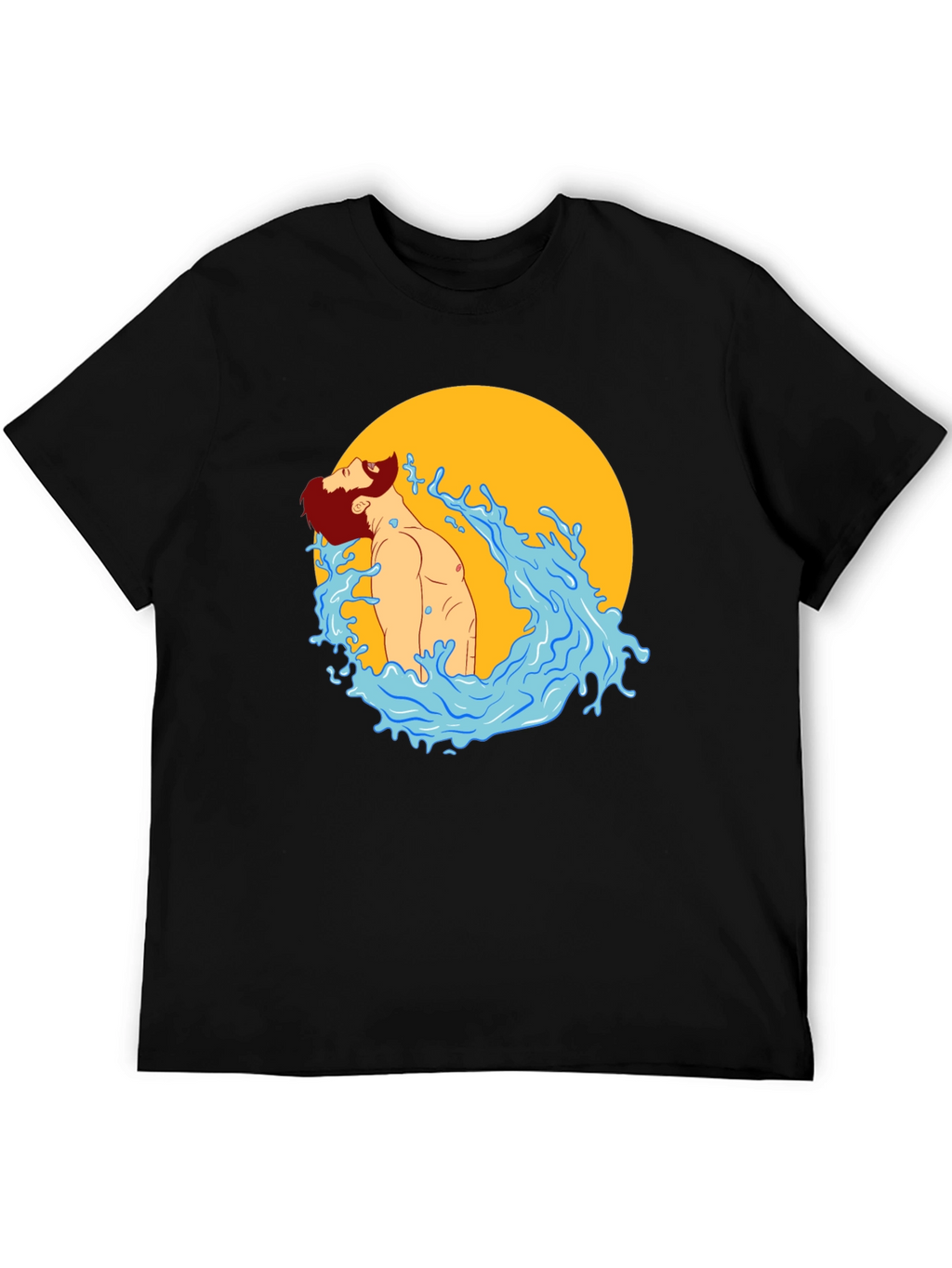 Illustrated Man in Water Graphic T-Shirt