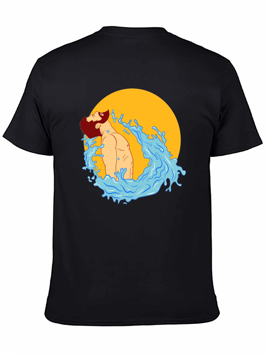 Illustrated Man in Water Graphic T-Shirt