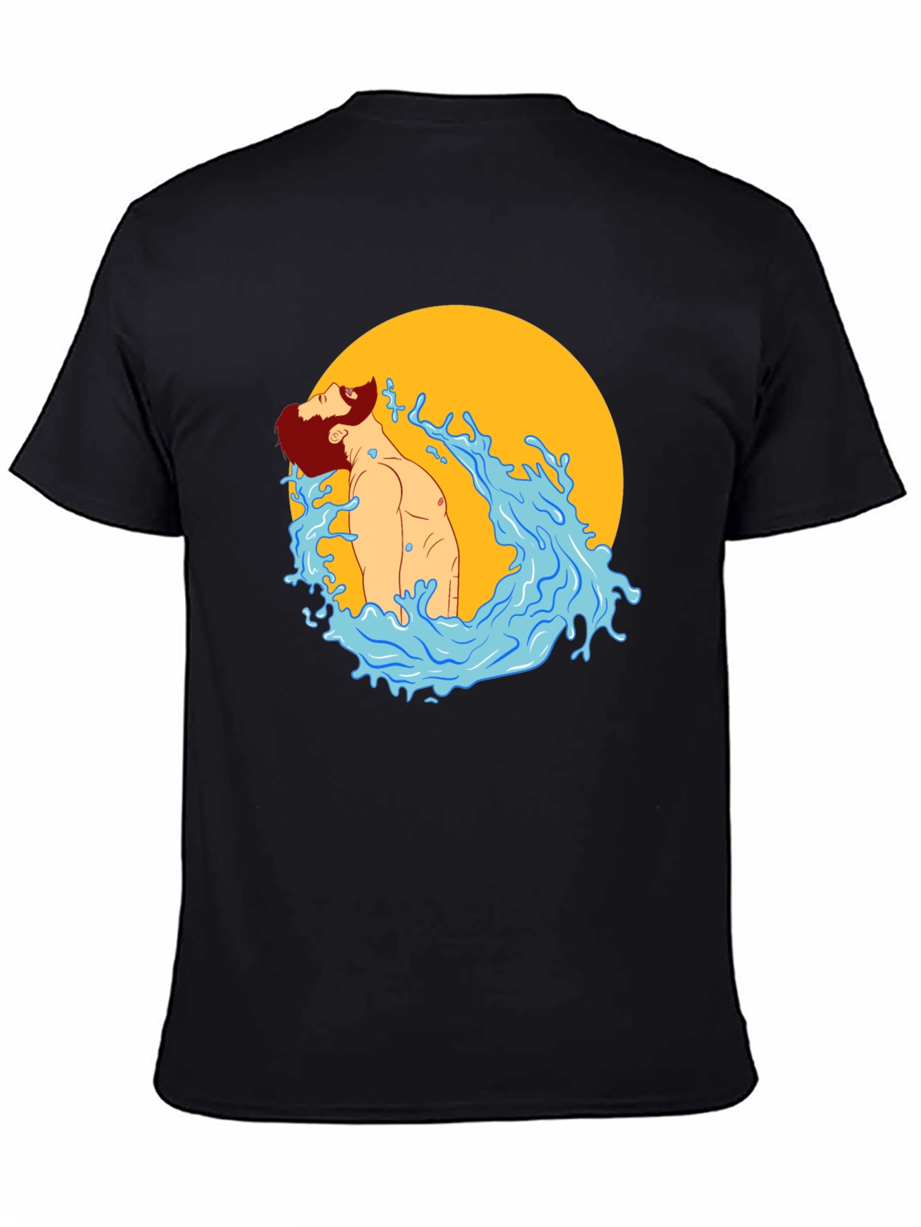 Illustrated Man in Water Graphic T-Shirt