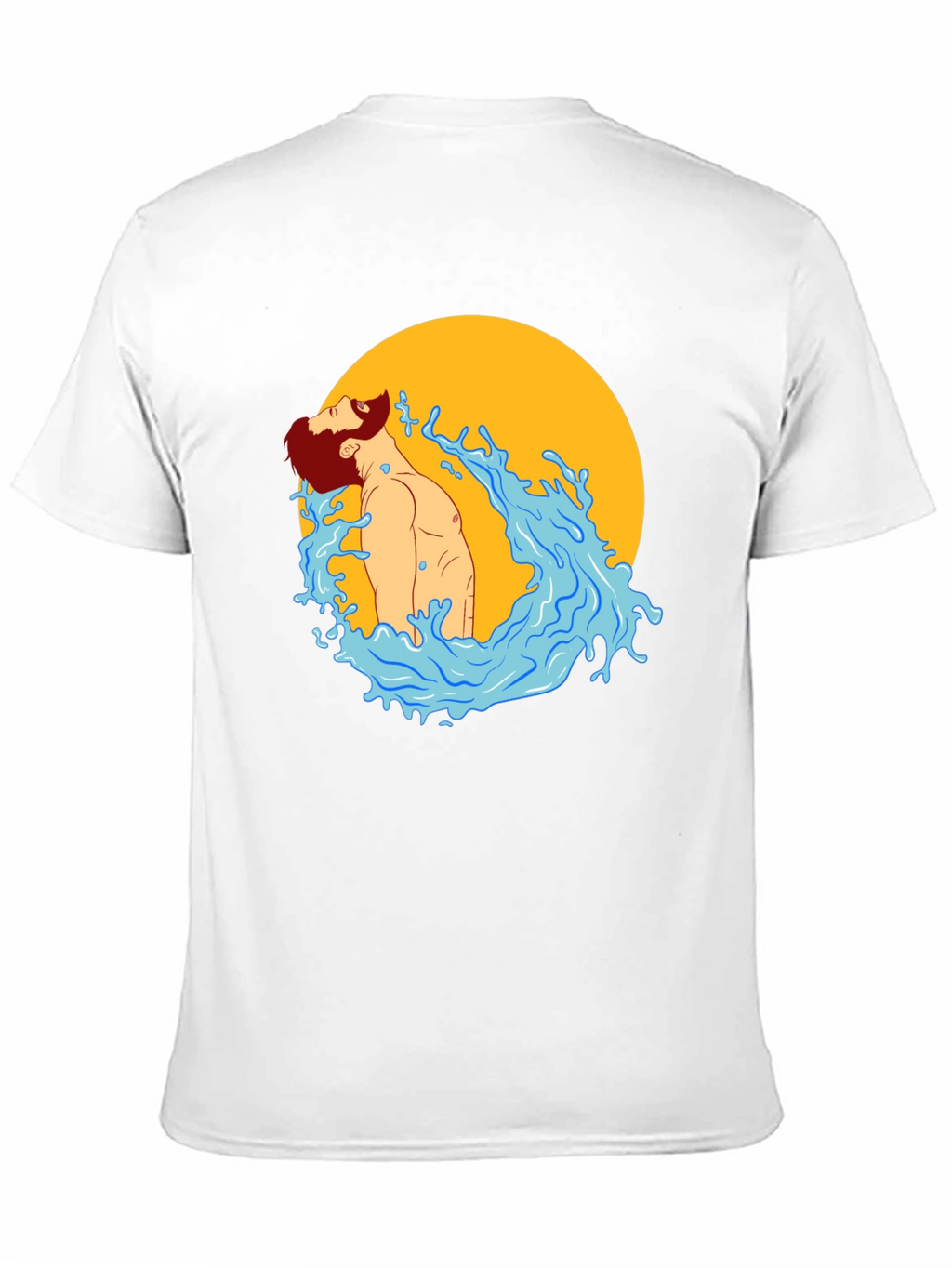 Illustrated Man in Water Graphic T-Shirt