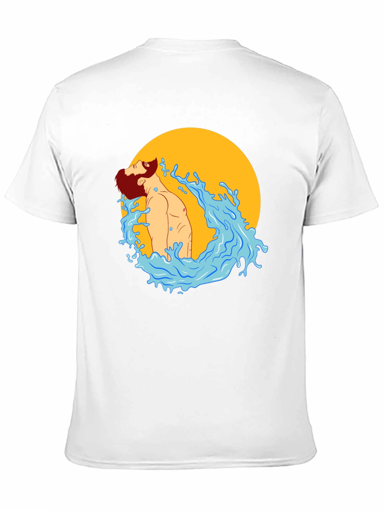Illustrated Man in Water Graphic T-Shirt