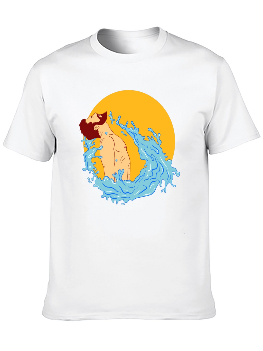 Illustrated Man in Water Graphic T-Shirt