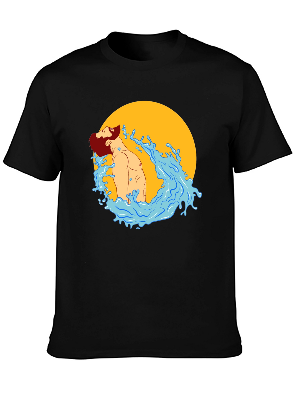 Illustrated Man in Water Graphic T-Shirt