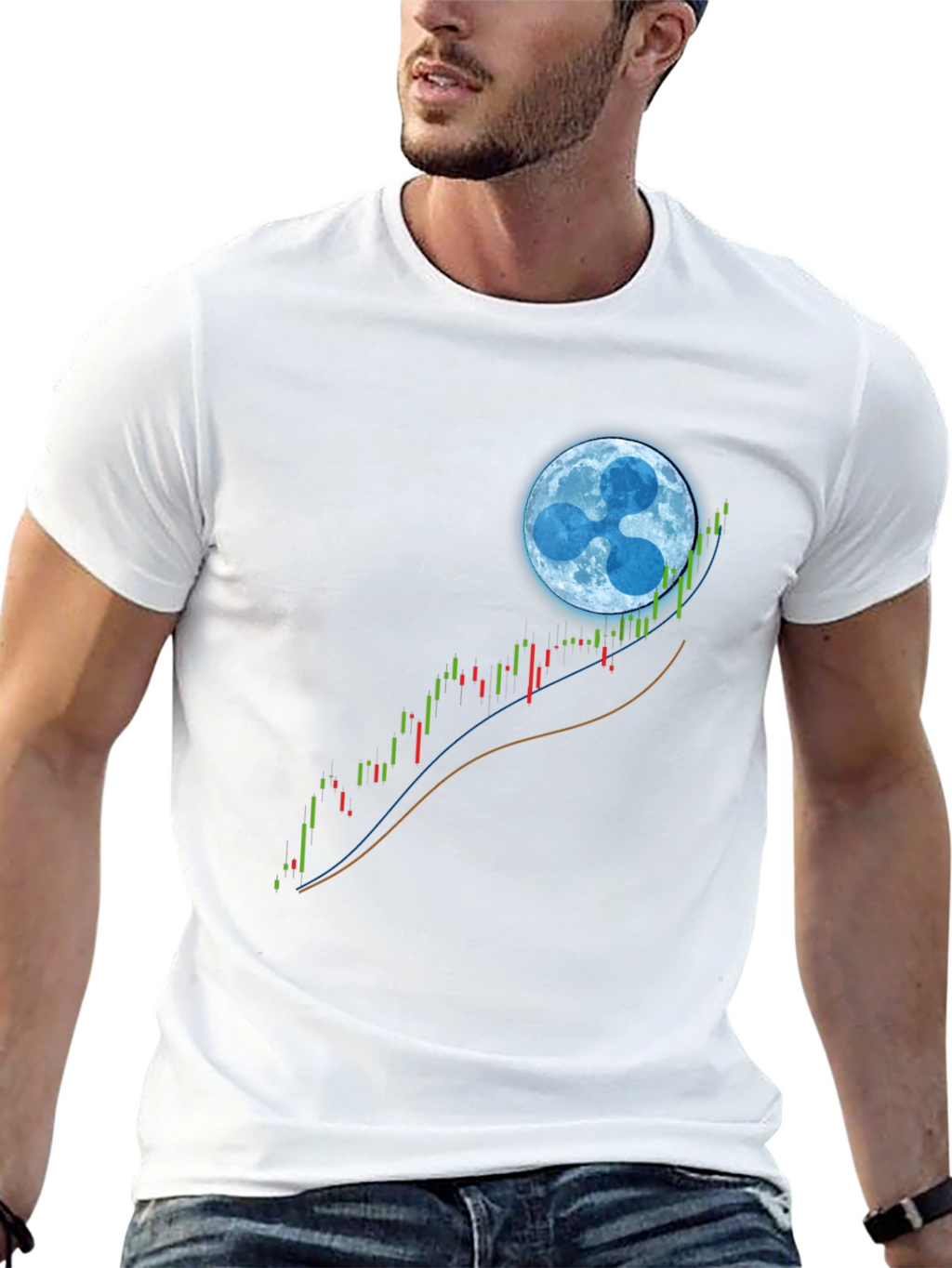 Ripple XRP Crypto Mooning Black T-Shirt