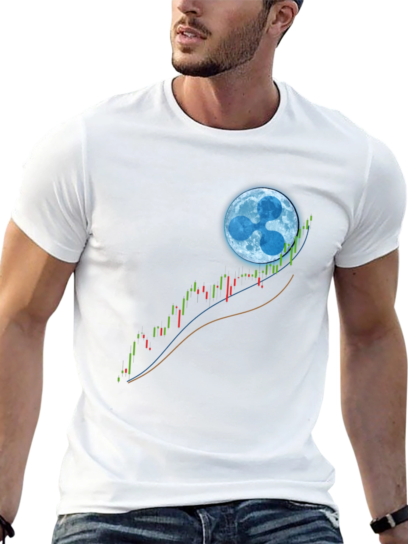 Ripple XRP Crypto Mooning Black T-Shirt