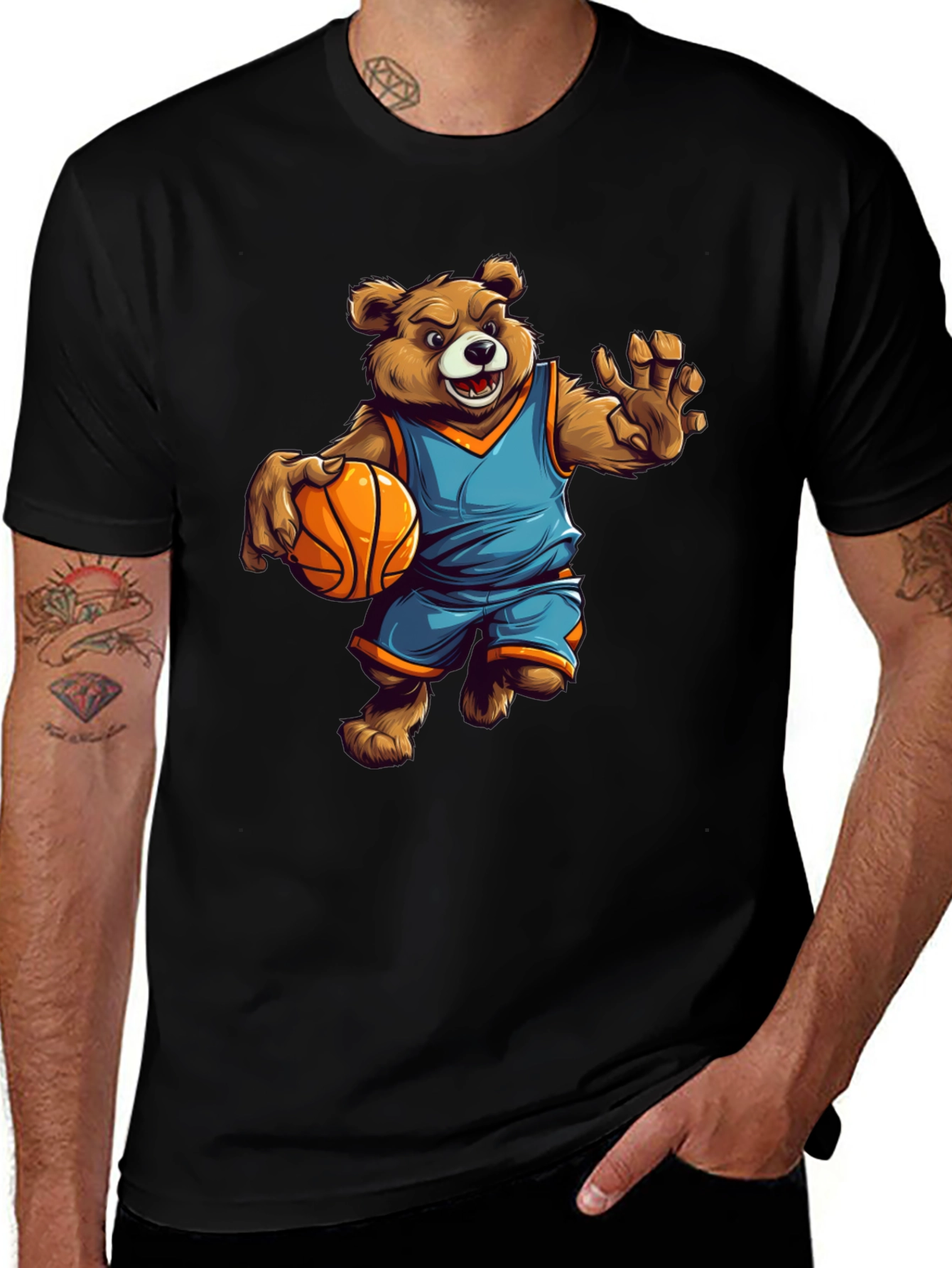 Bear Basketball Player Graphic Tee